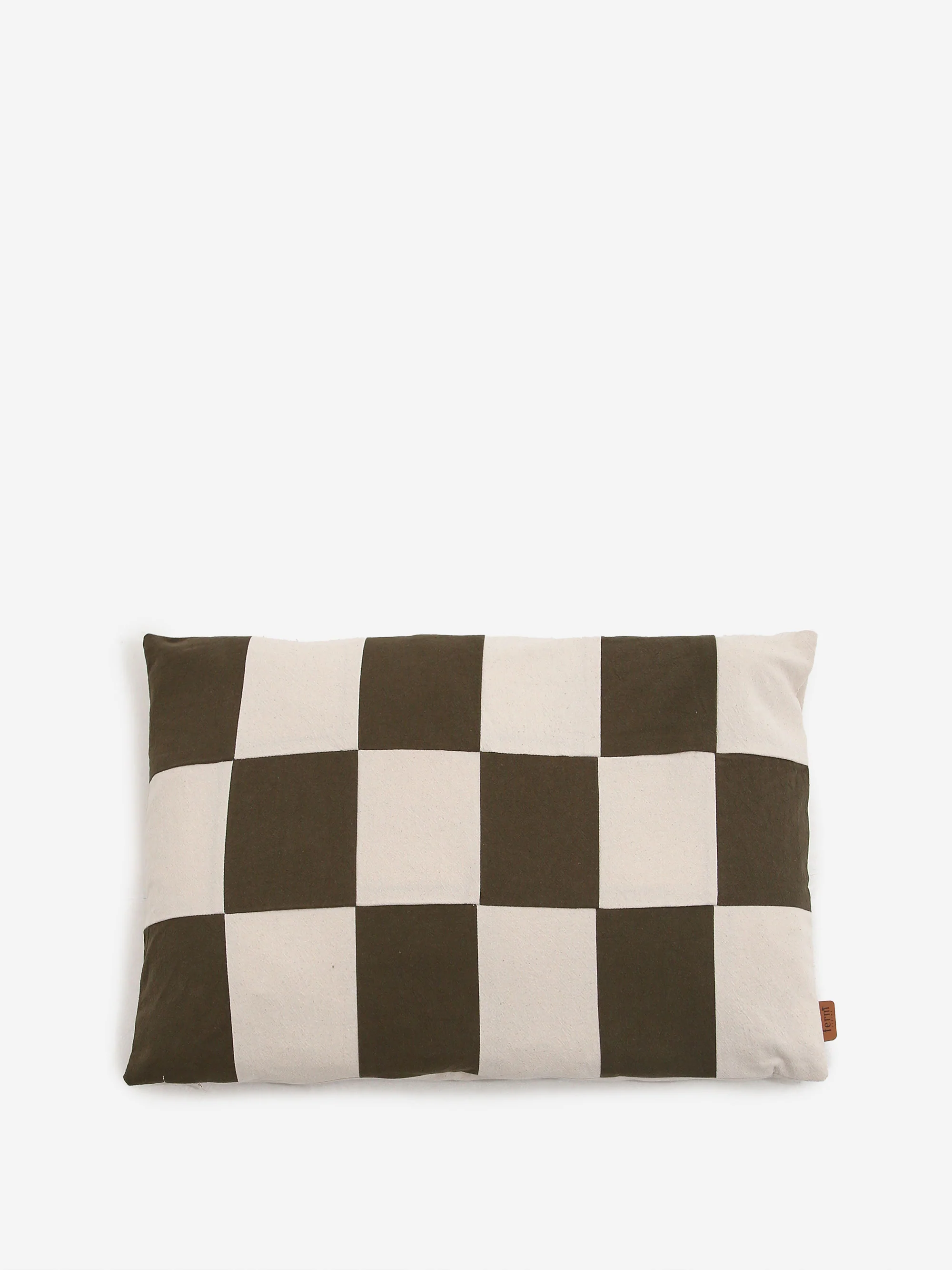 ferm LIVING Fold Patchwork Cushion - Dark Olive/Undyed