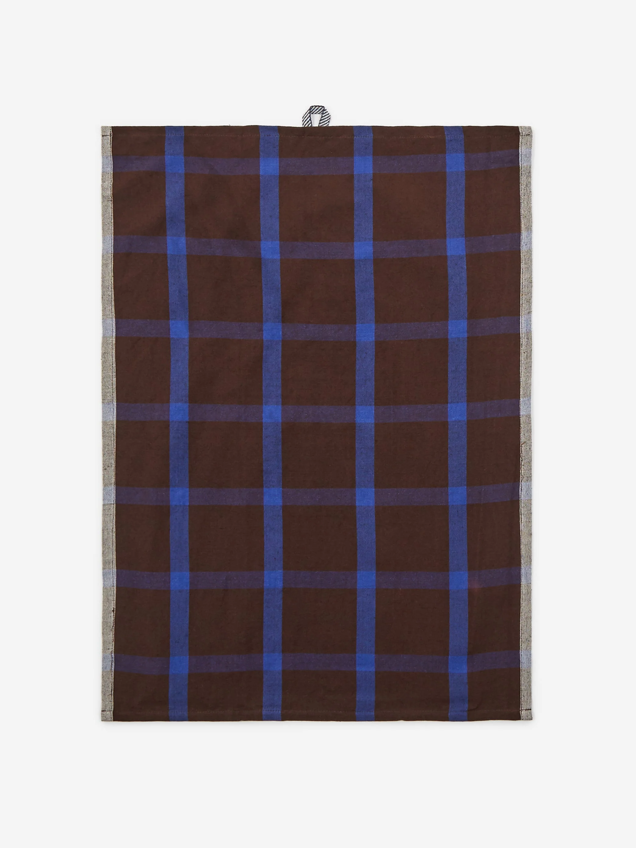 ferm LIVING Hale Tea Towel - Chocolate/Bright Blue