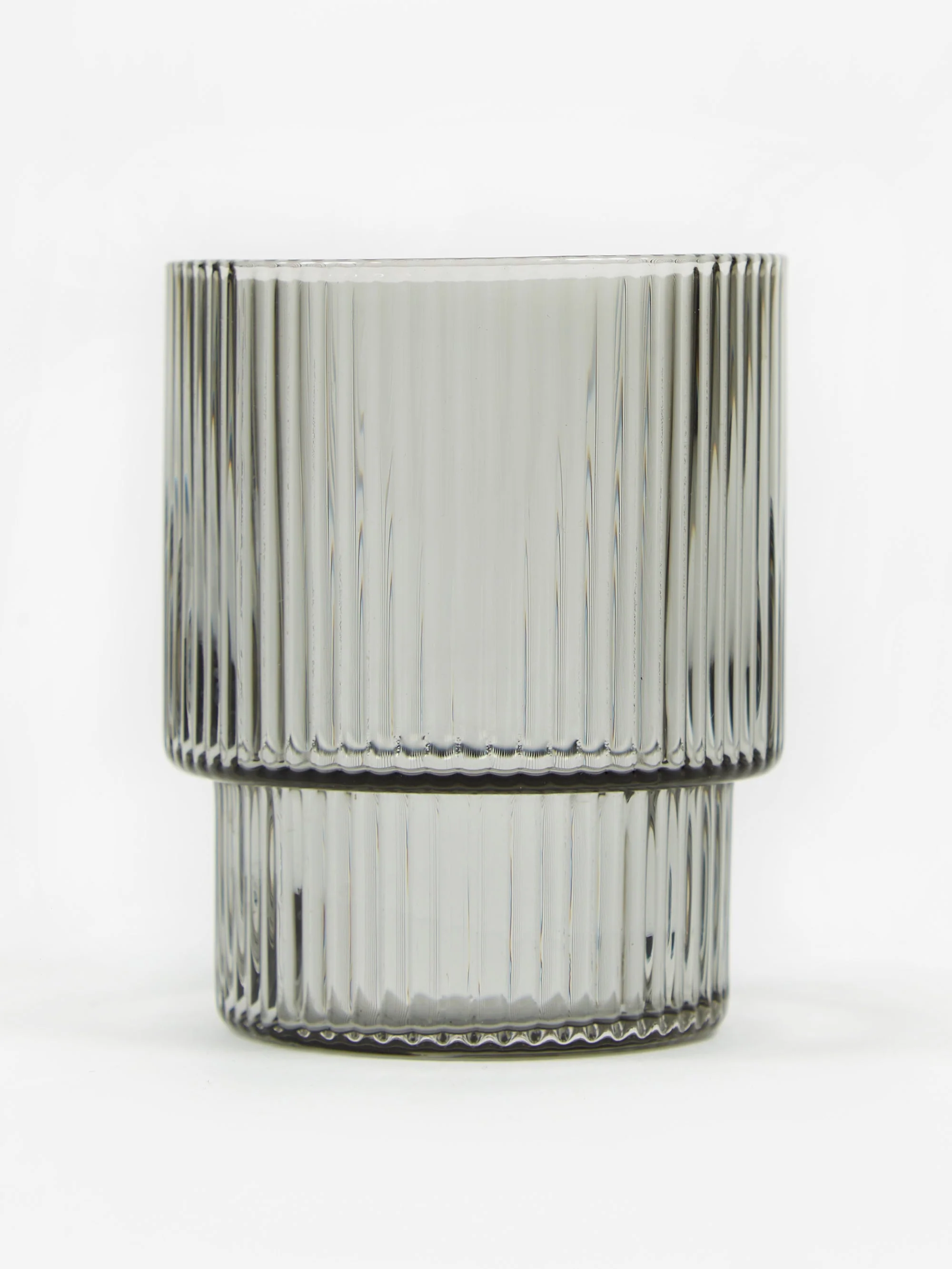 ferm LIVING Ripple Short Drink Glass - Set of 4 - Smoked Grey - Image 3