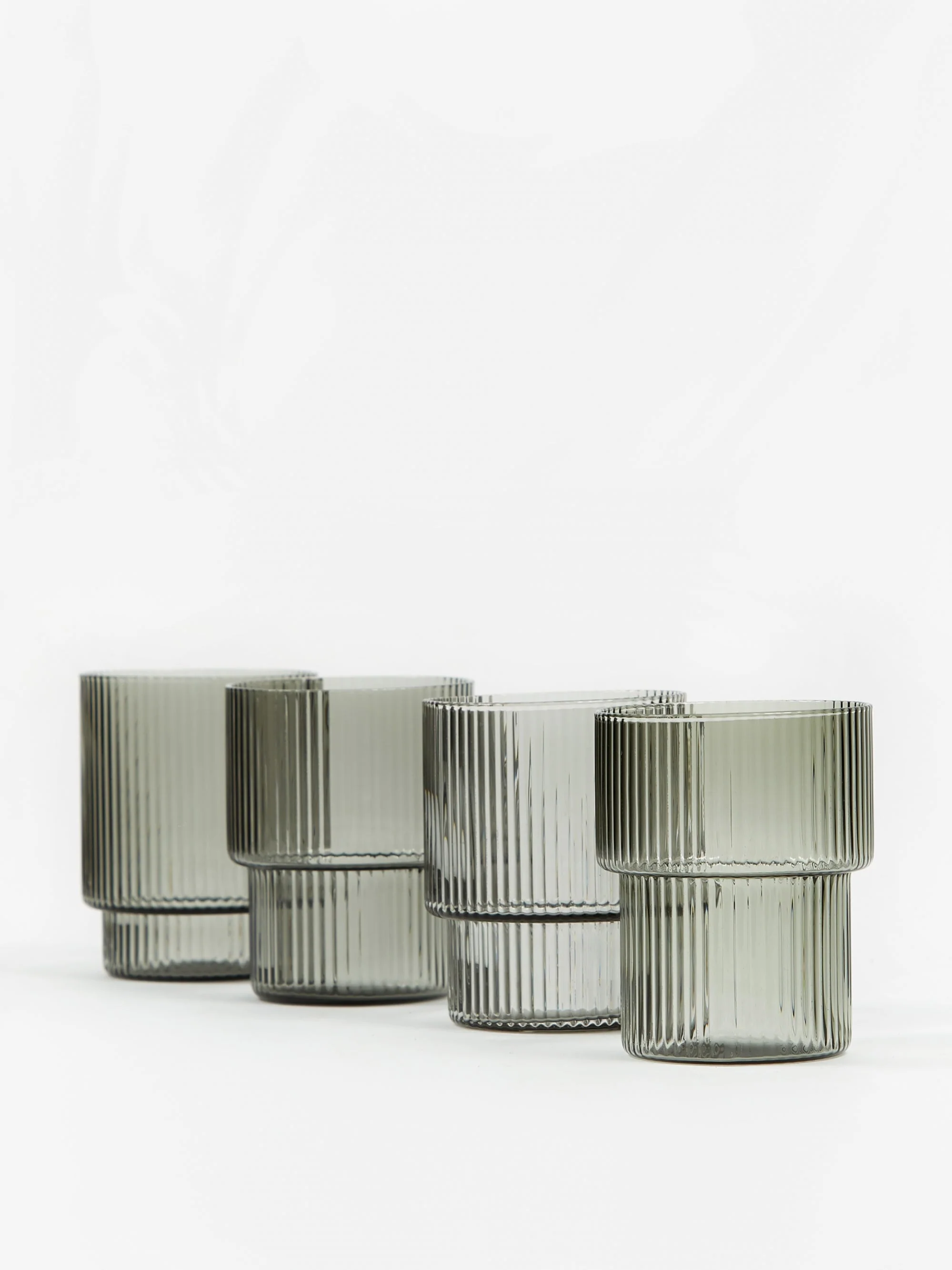 ferm LIVING Ripple Short Drink Glass - Set of 4 - Smoked Grey - Image 4