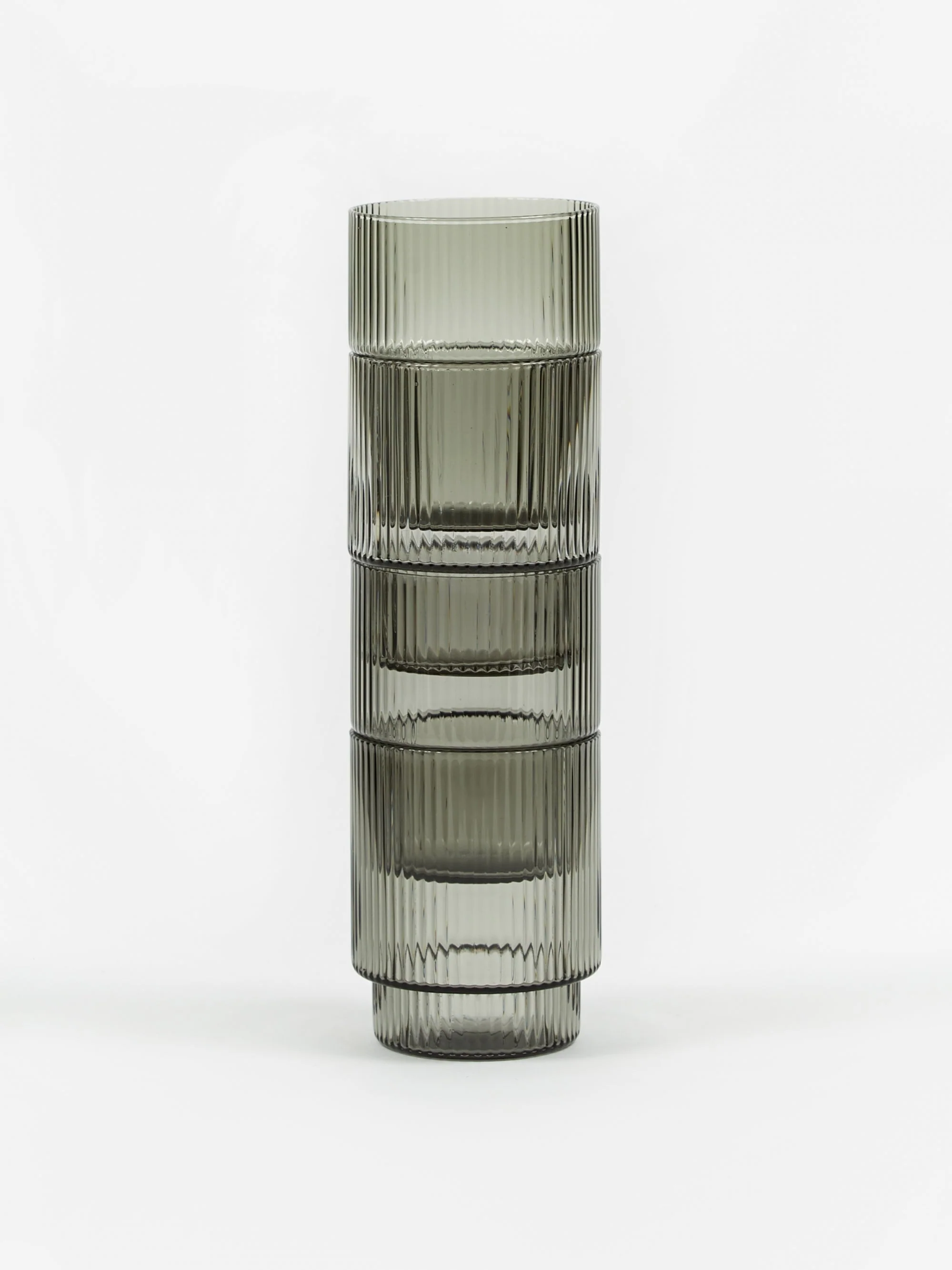 ferm LIVING Ripple Short Drink Glass - Set of 4 - Smoked Grey - Image 5