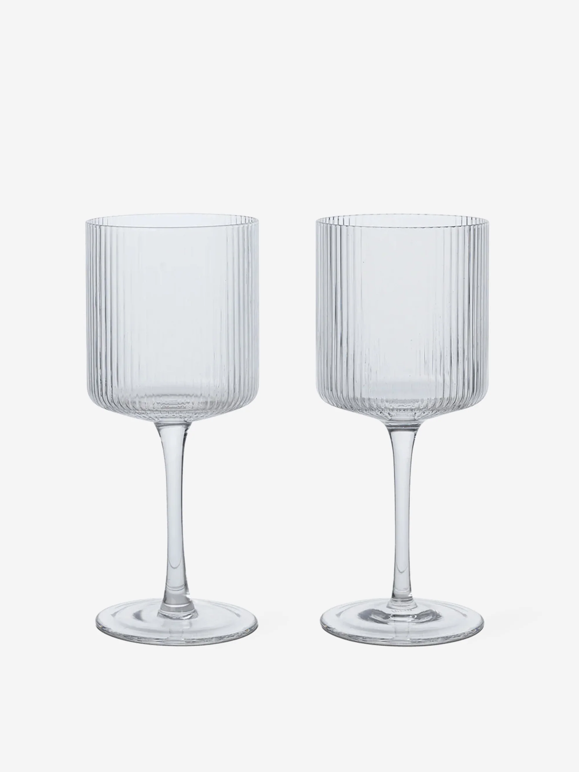 ferm LIVING Ripple White Wine Glasses Set of 2 - Clear