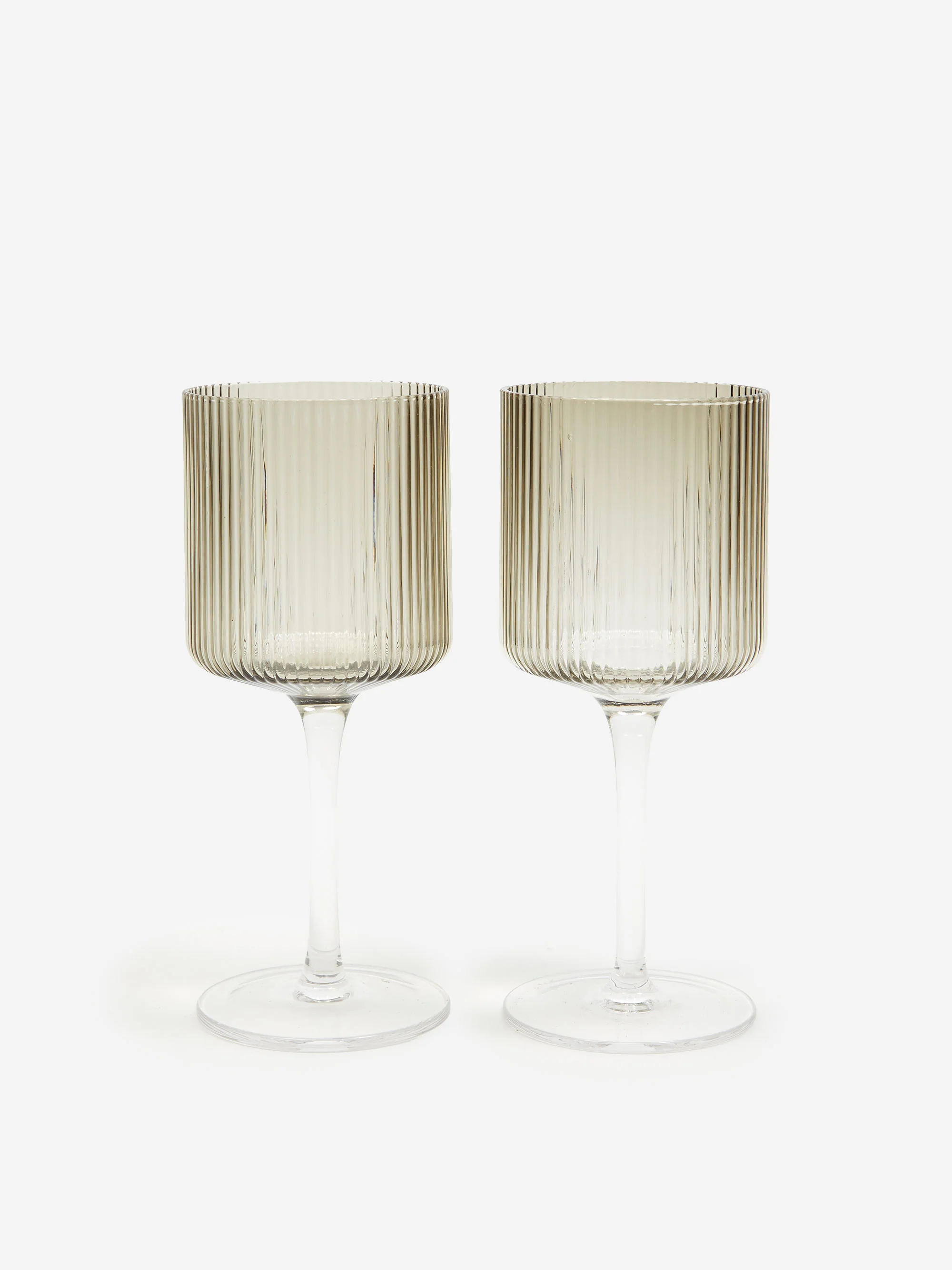 ferm LIVING Ripple White Wine Glasses Set of 2 - Smoked Grey