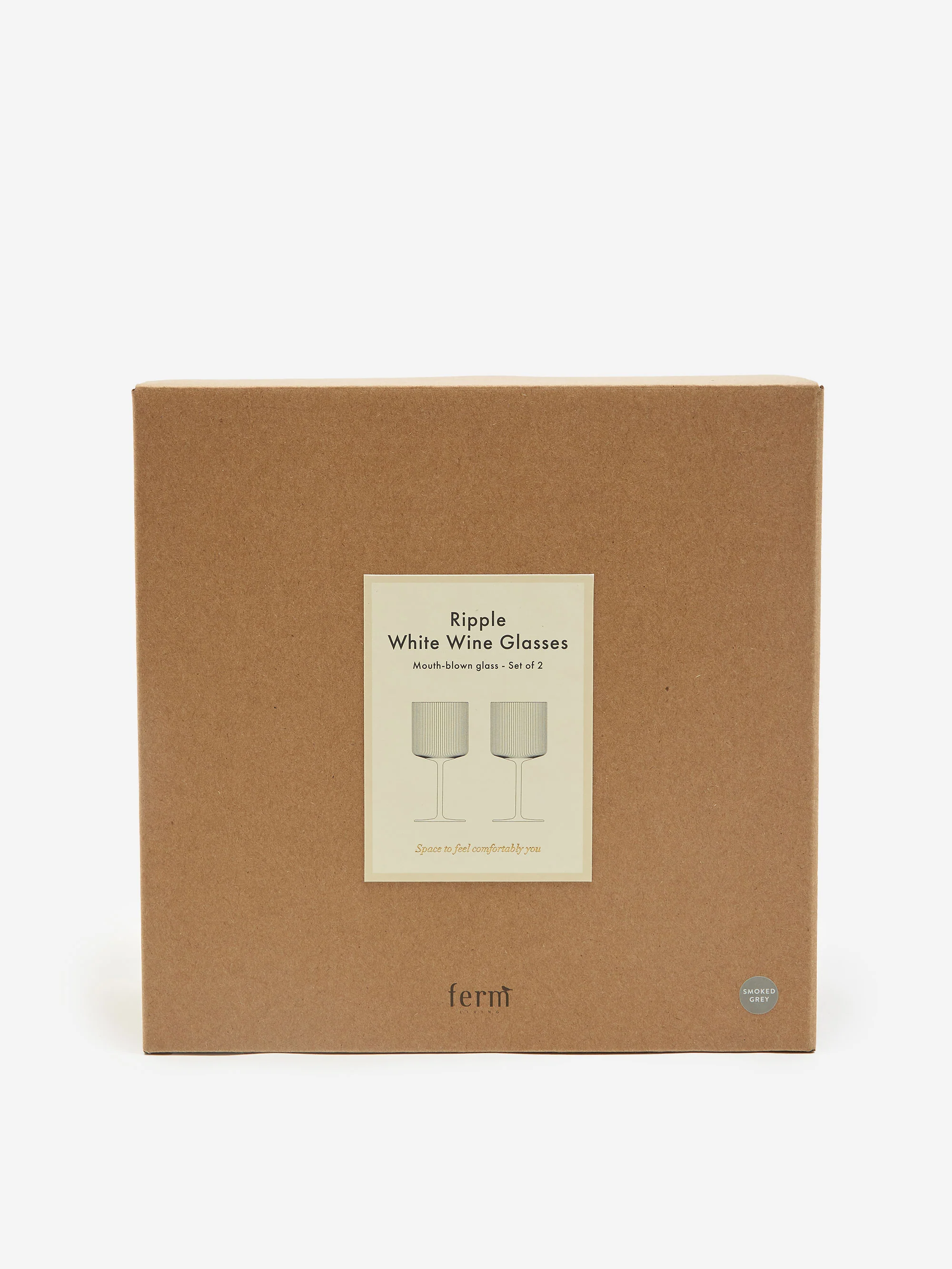 ferm LIVING Ripple White Wine Glasses Set of 2 - Smoked Grey - Image 4