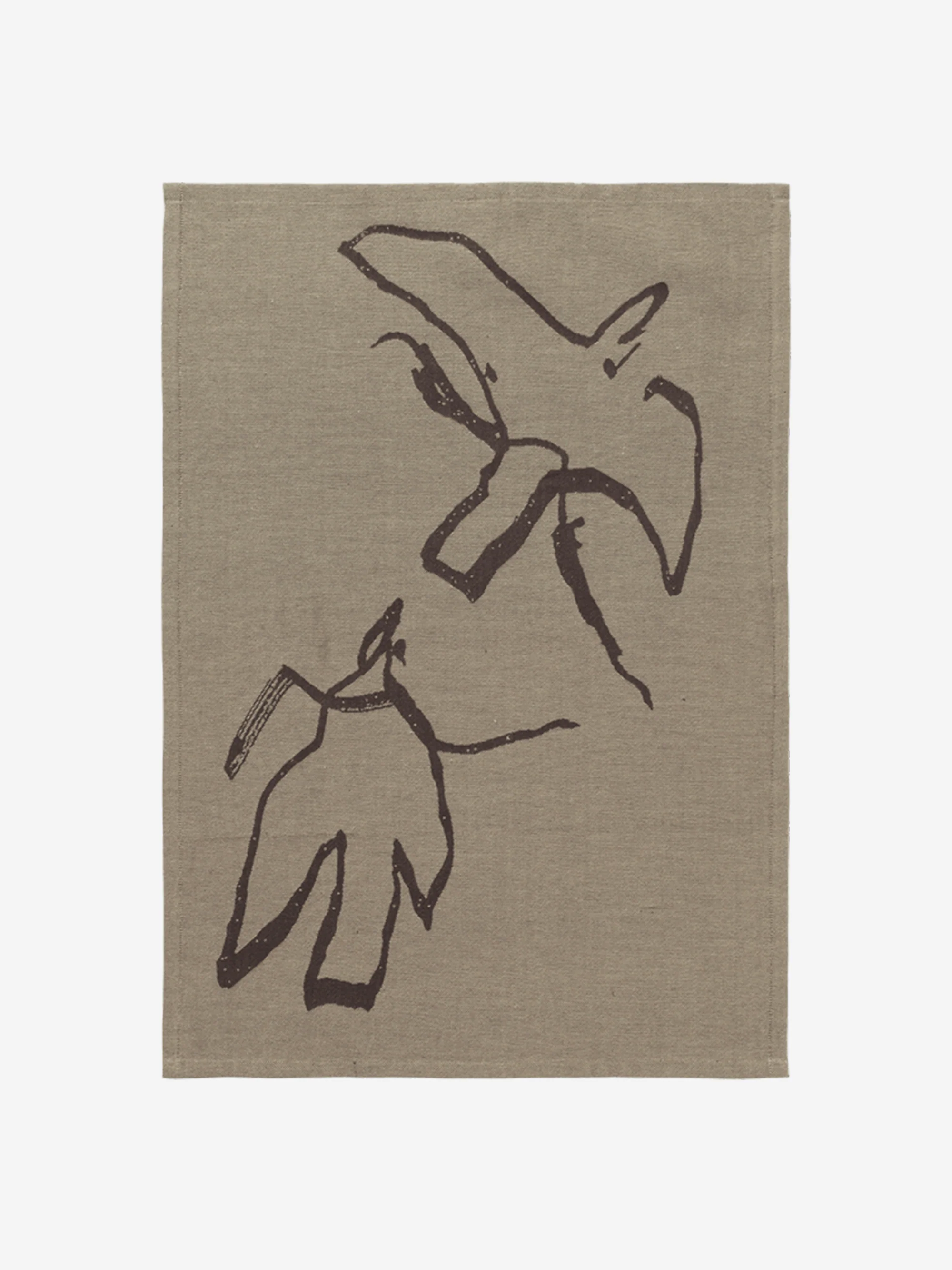 ferm LIVING Vuelo Tea Towel - Elm Green/Coffee