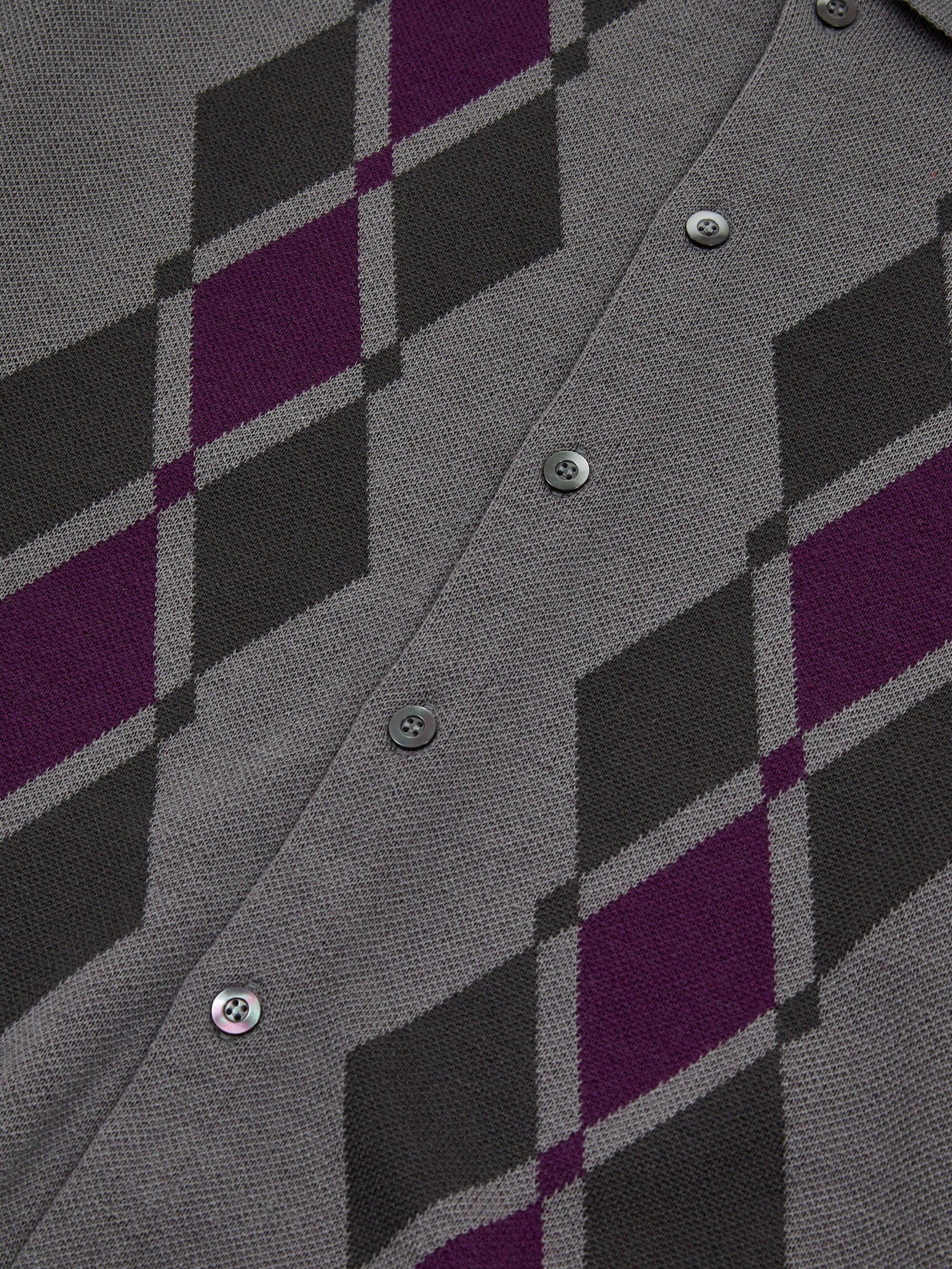 Flagstuff Argyle Italian Knit Cardigan - Charcoal - Image 4
