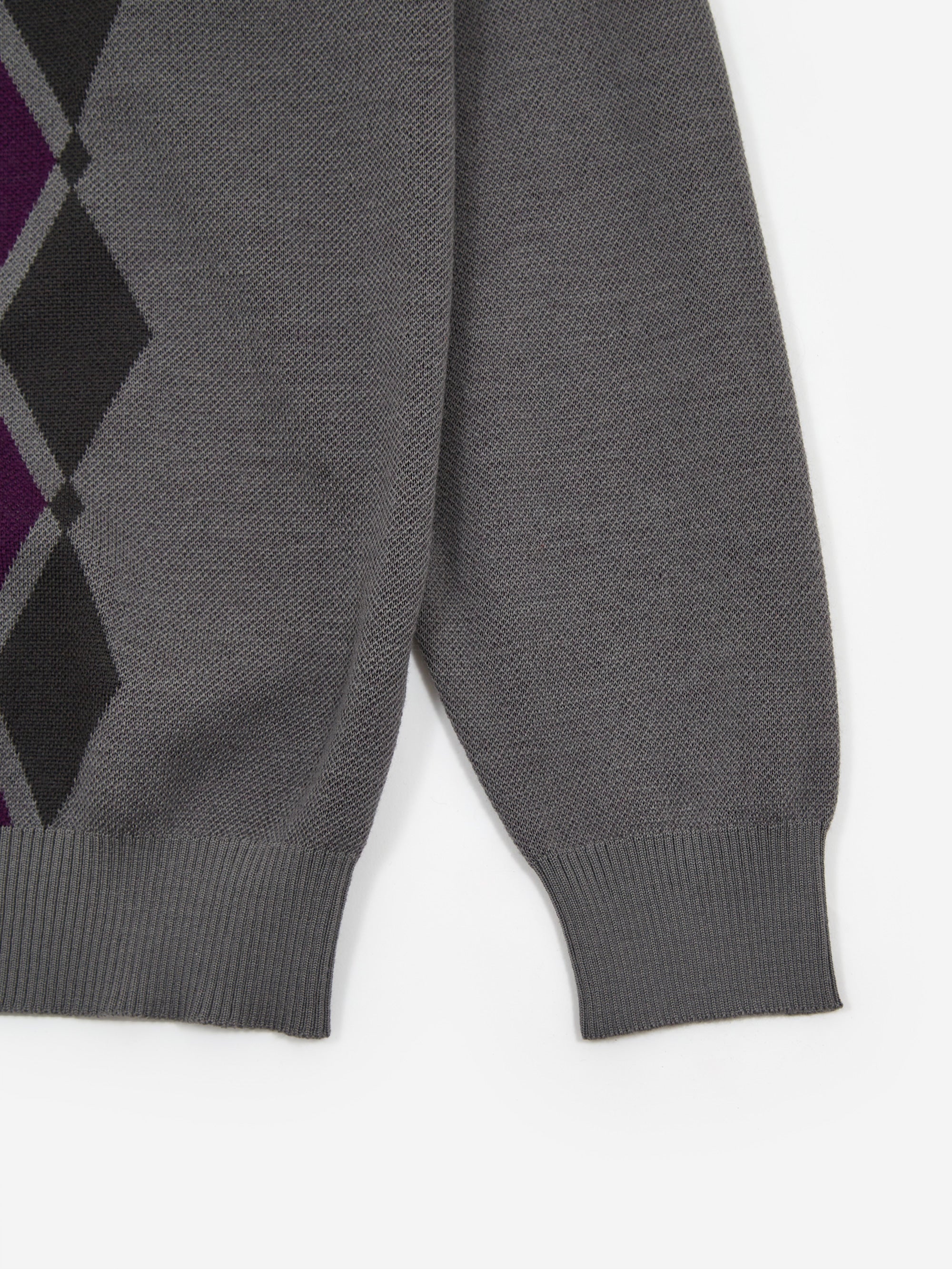 Flagstuff Argyle Italian Knit Cardigan - Charcoal - Image 5