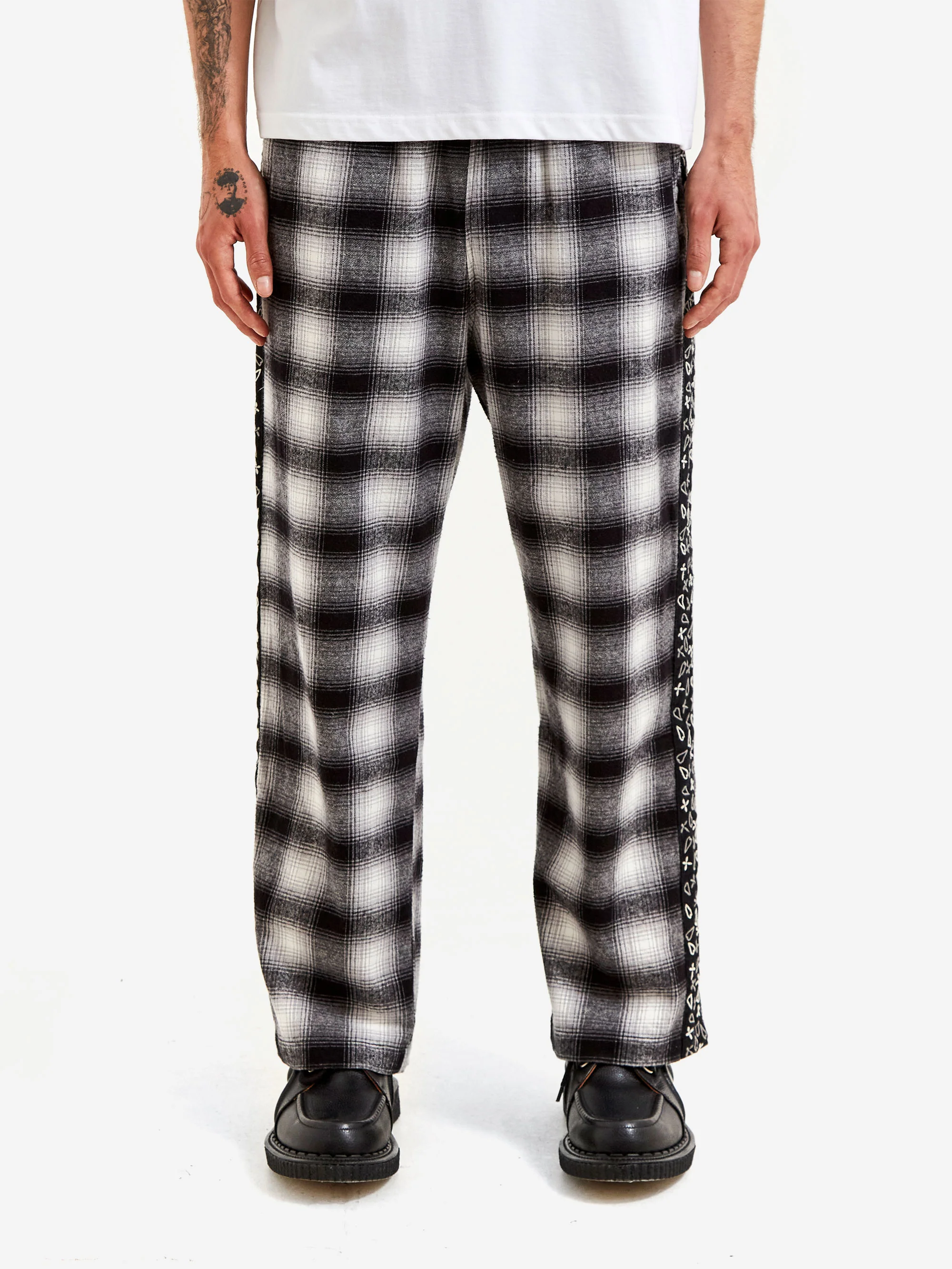 Flagstuff Flannel Embroidery Original Check Pants - Black - Image 2