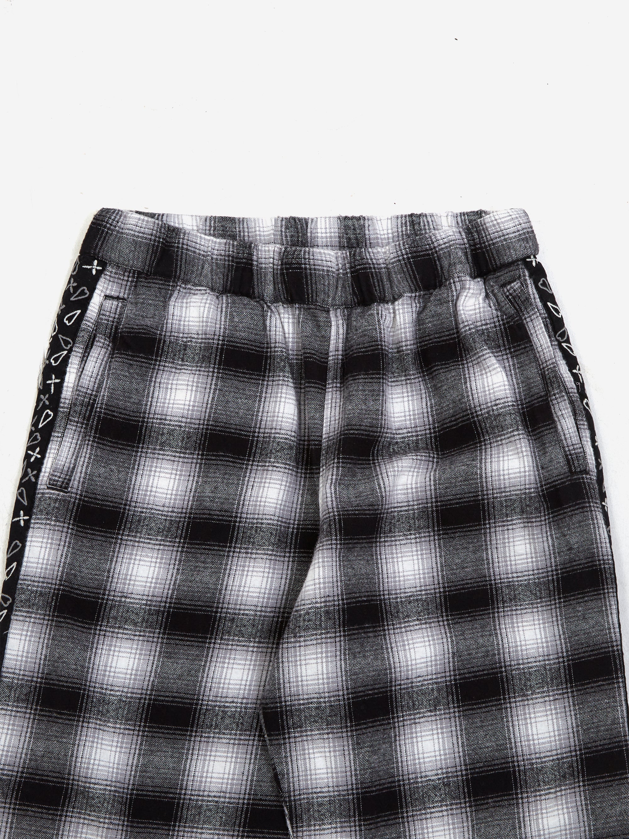 Flagstuff Flannel Embroidery Original Check Pants - Black - Image 3