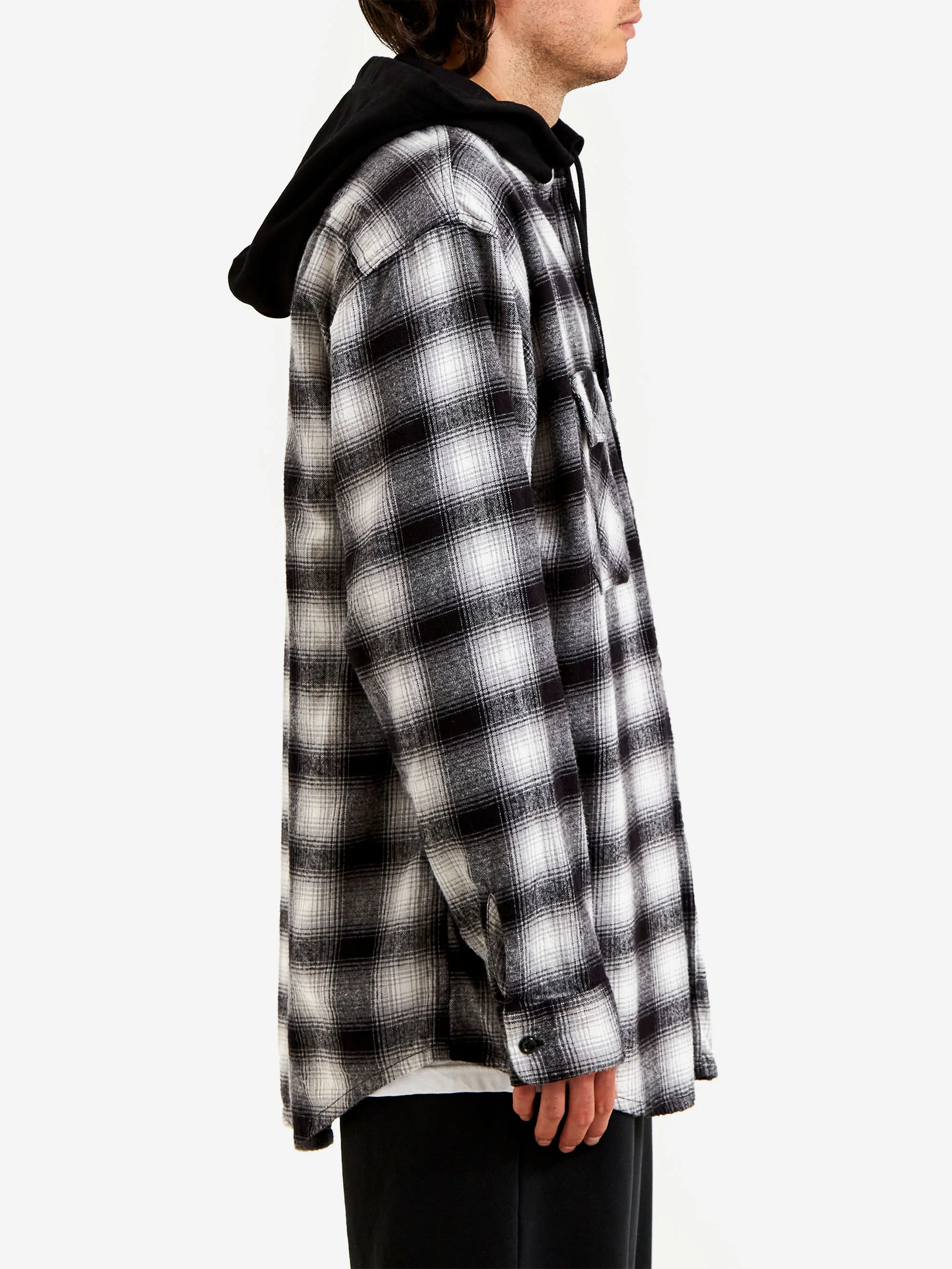 Flagstuff Flannel Hooded Shirts - Black - Image 5