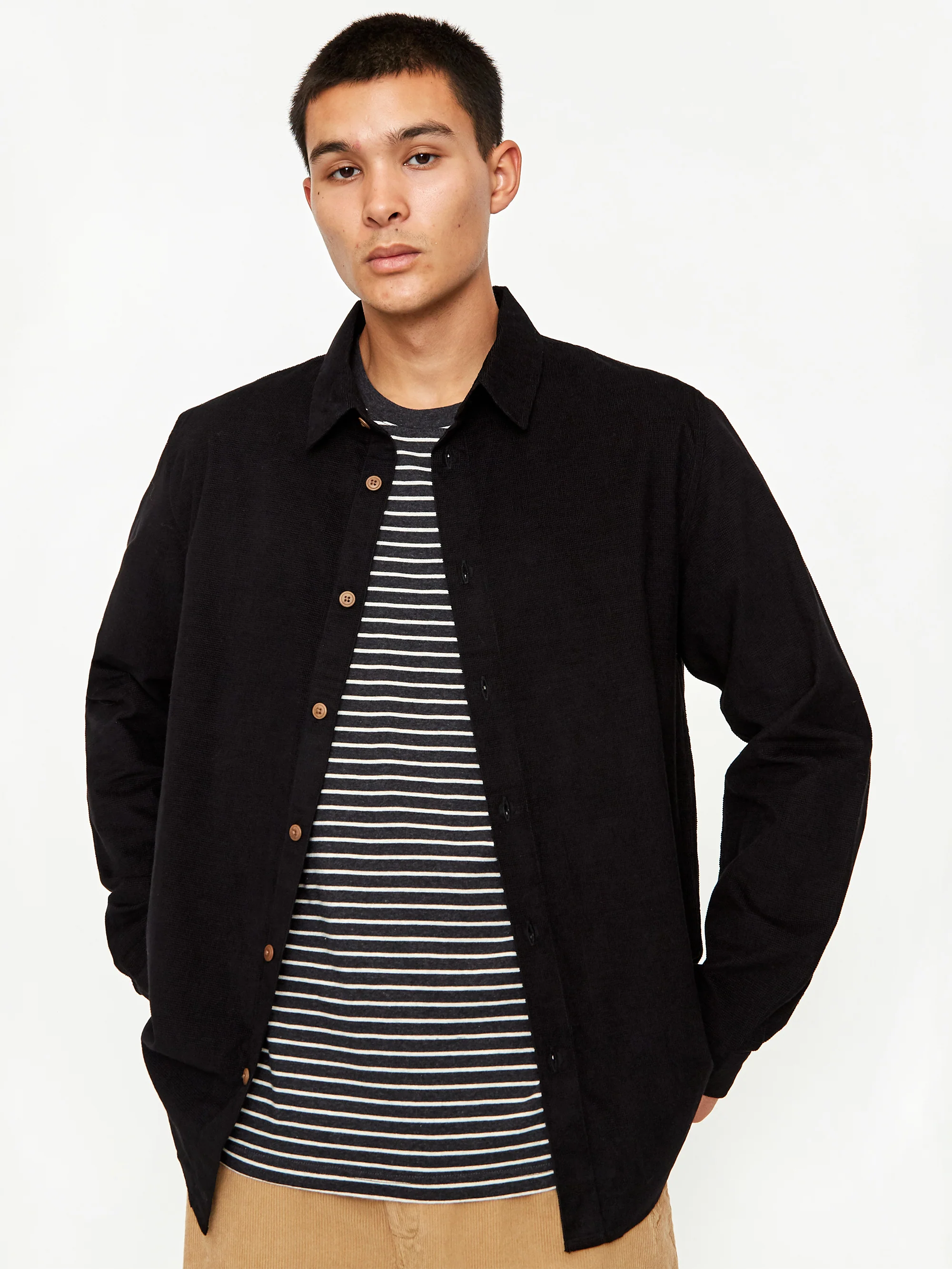 Folk Baby Cord Longsleeve Shirt - Black Micro Check - Image 5