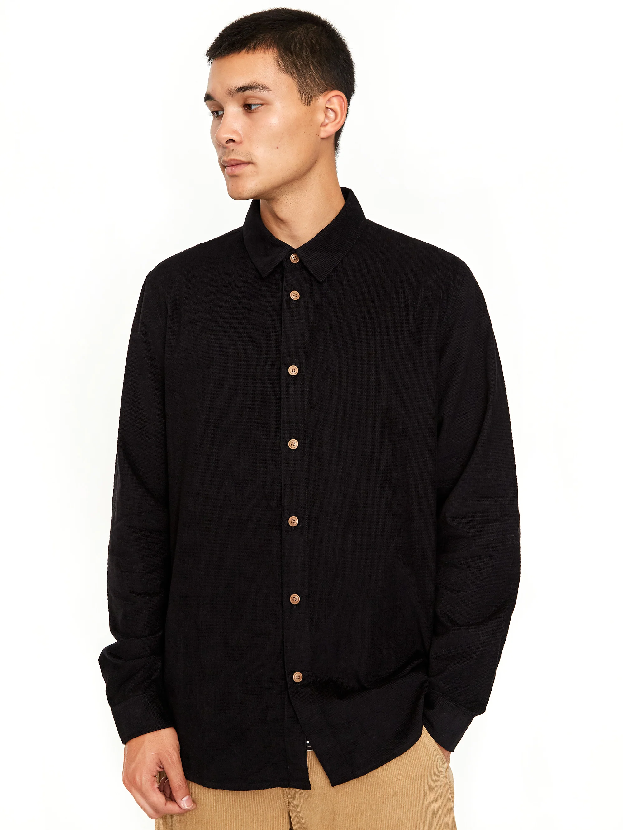 Folk Baby Cord Longsleeve Shirt - Black Micro Check - Image 7