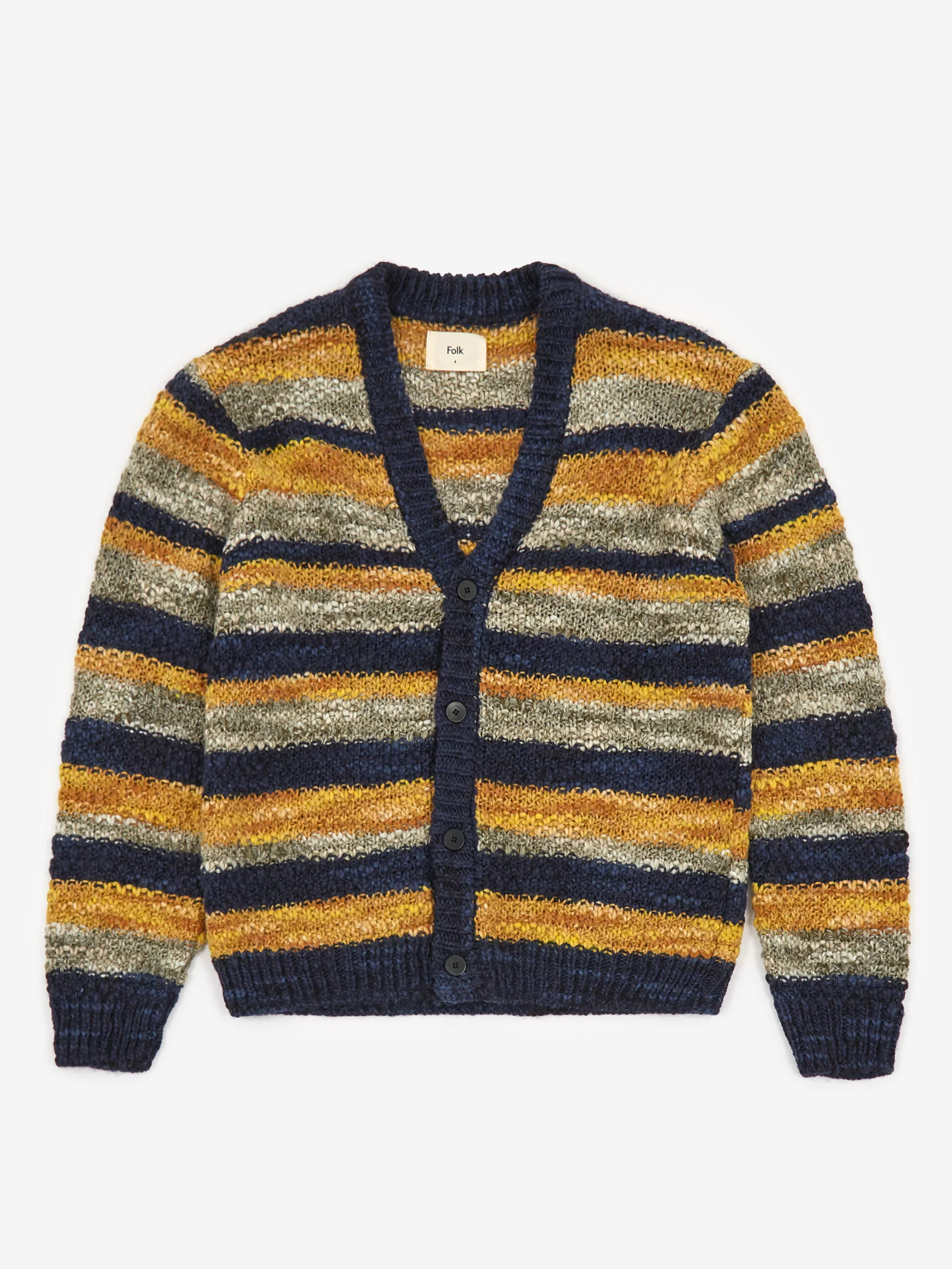 Folk Mixed Yarn Cardigan - Multi Stripe