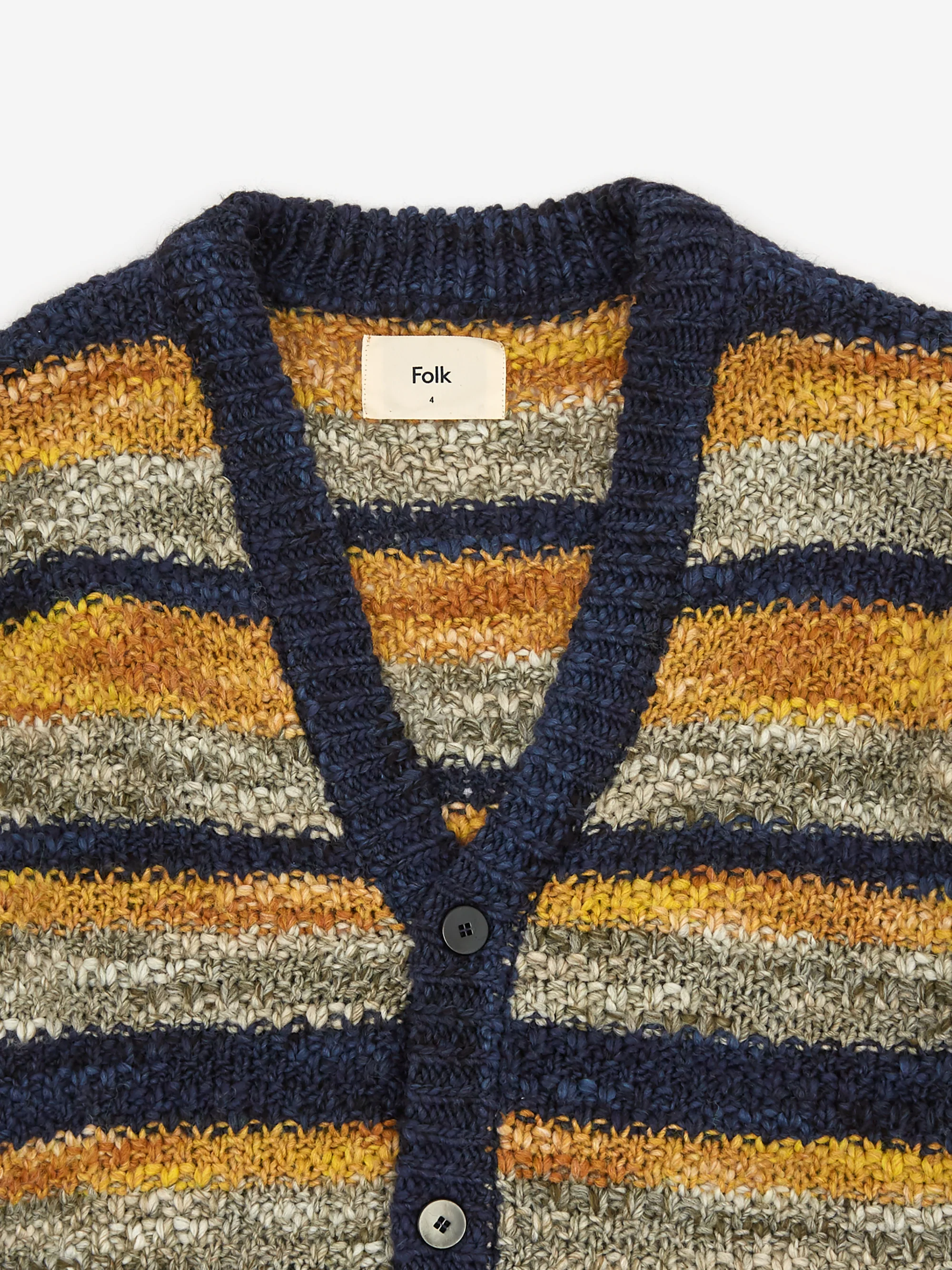 Folk Mixed Yarn Cardigan - Multi Stripe - Image 3