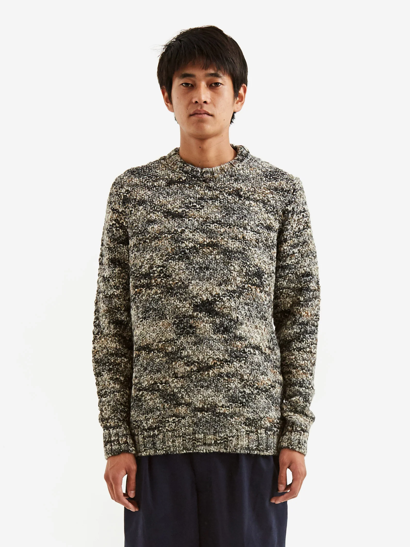Folk Mixed Yarn Crew - Slate Olive Mix - Image 5
