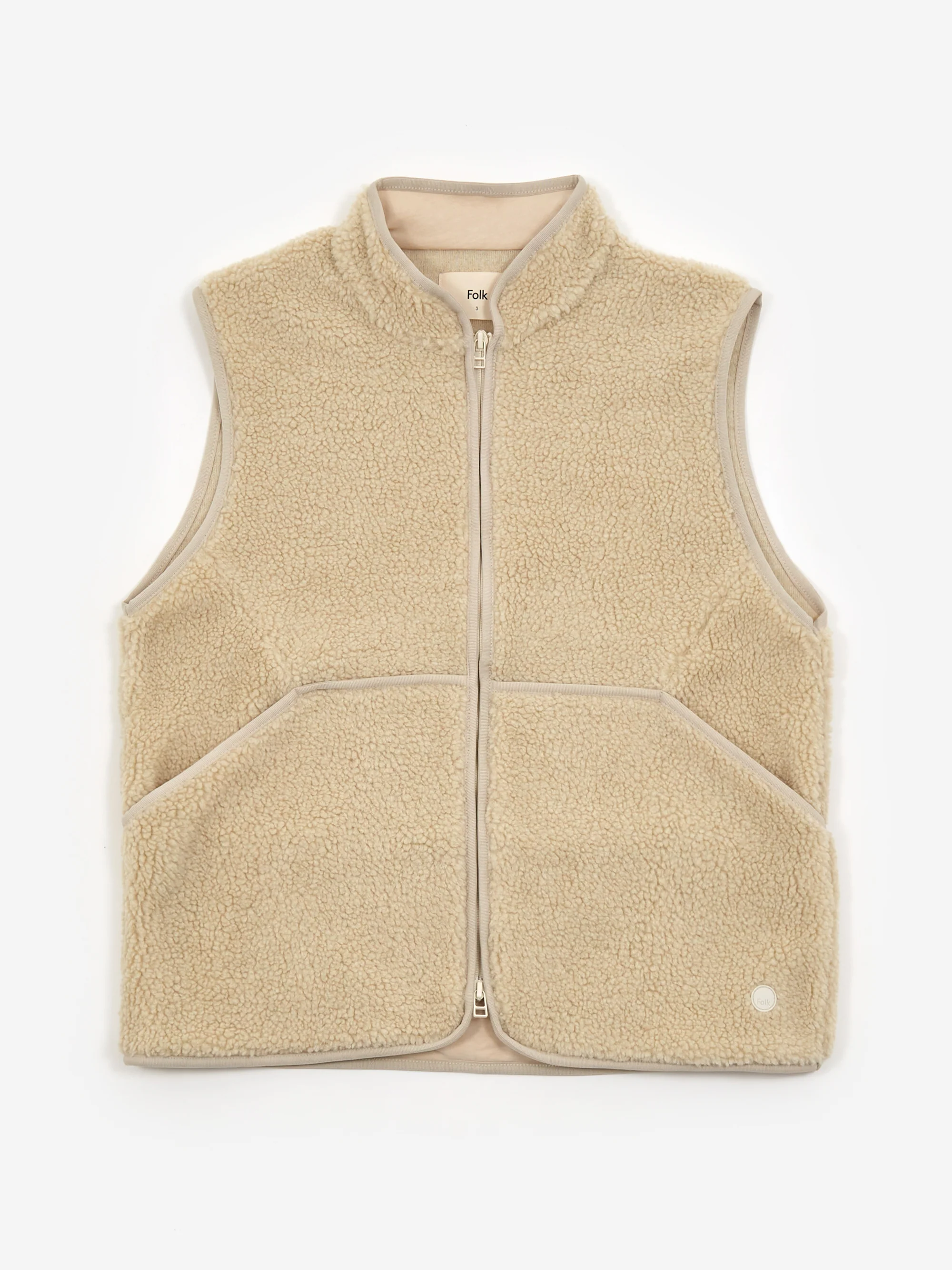 Folk Puzzle Fleece Gilet - Natural