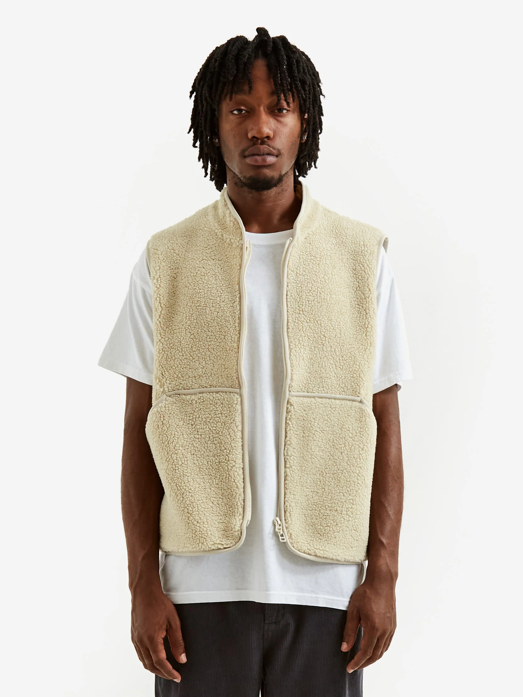 Folk Puzzle Fleece Gilet - Natural - Image 6