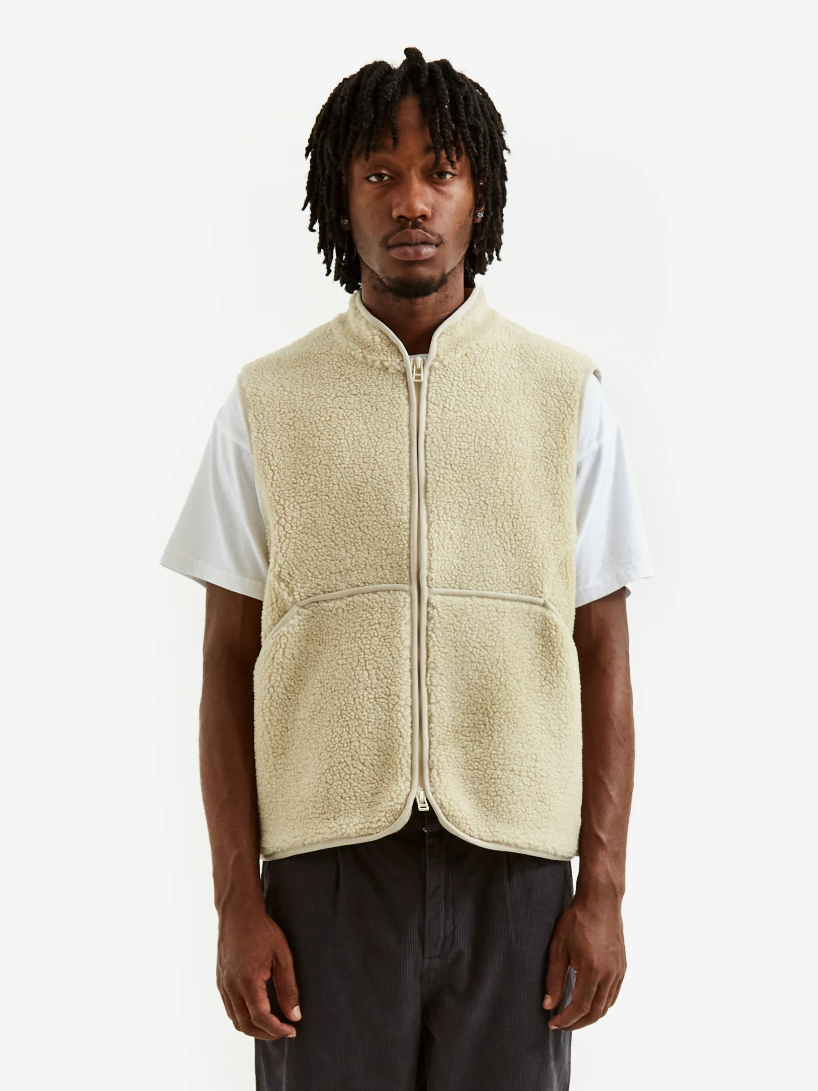 Folk Puzzle Fleece Gilet - Natural - Image 7