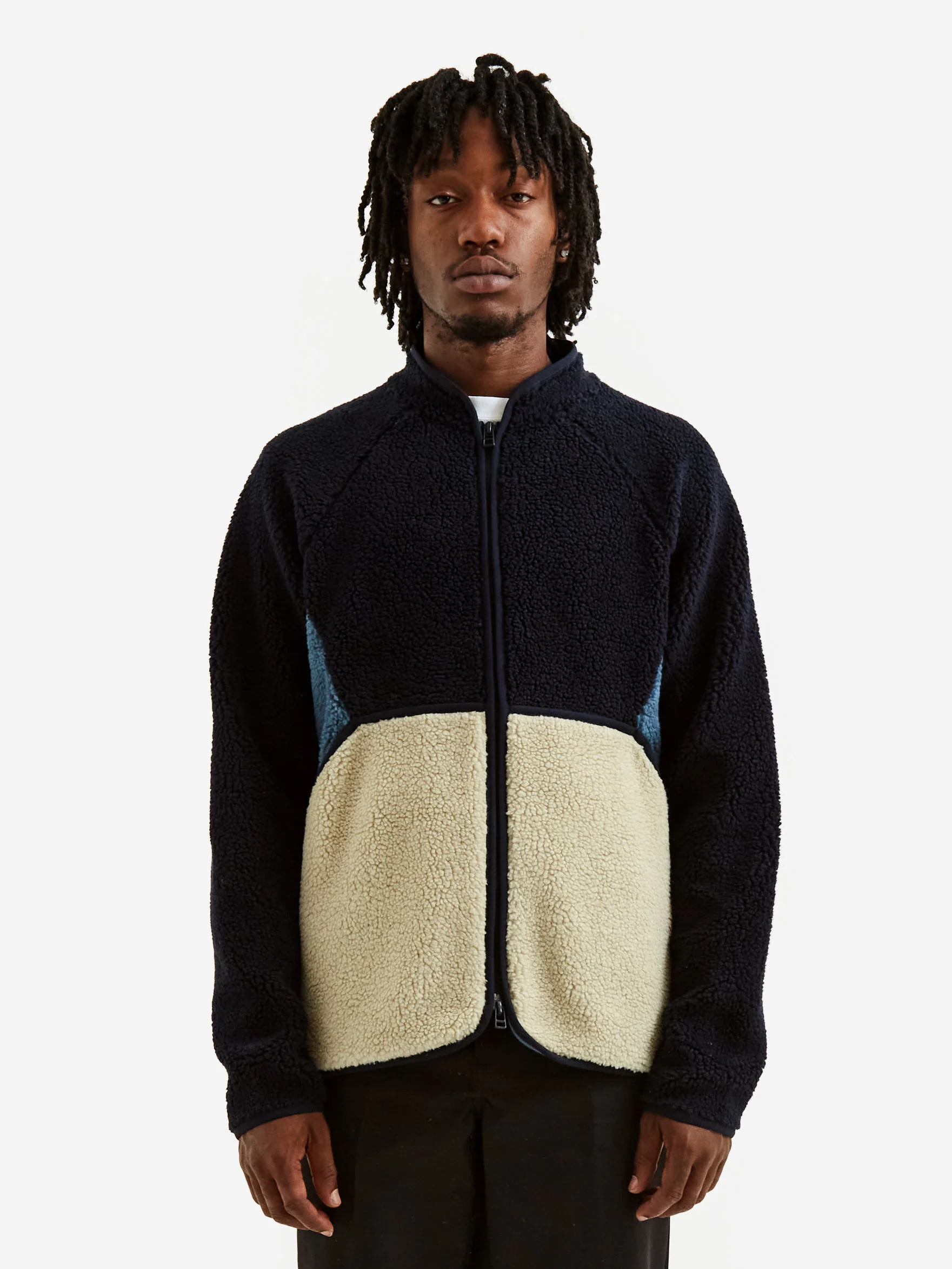 Folk Puzzle Zip Fleece - Navy Woad Mix - Image 7