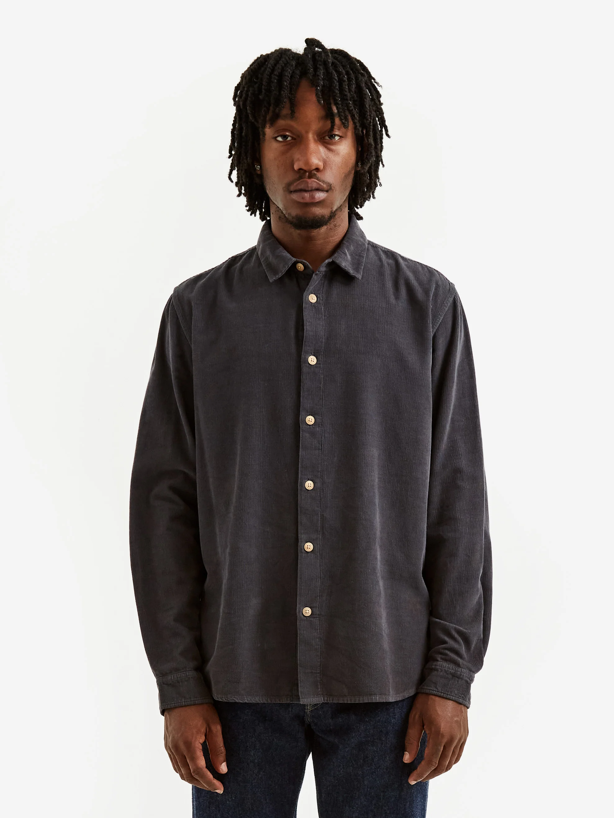 Folk Relaxed Babycord Shirt - Blue Slate Cord - Image 7