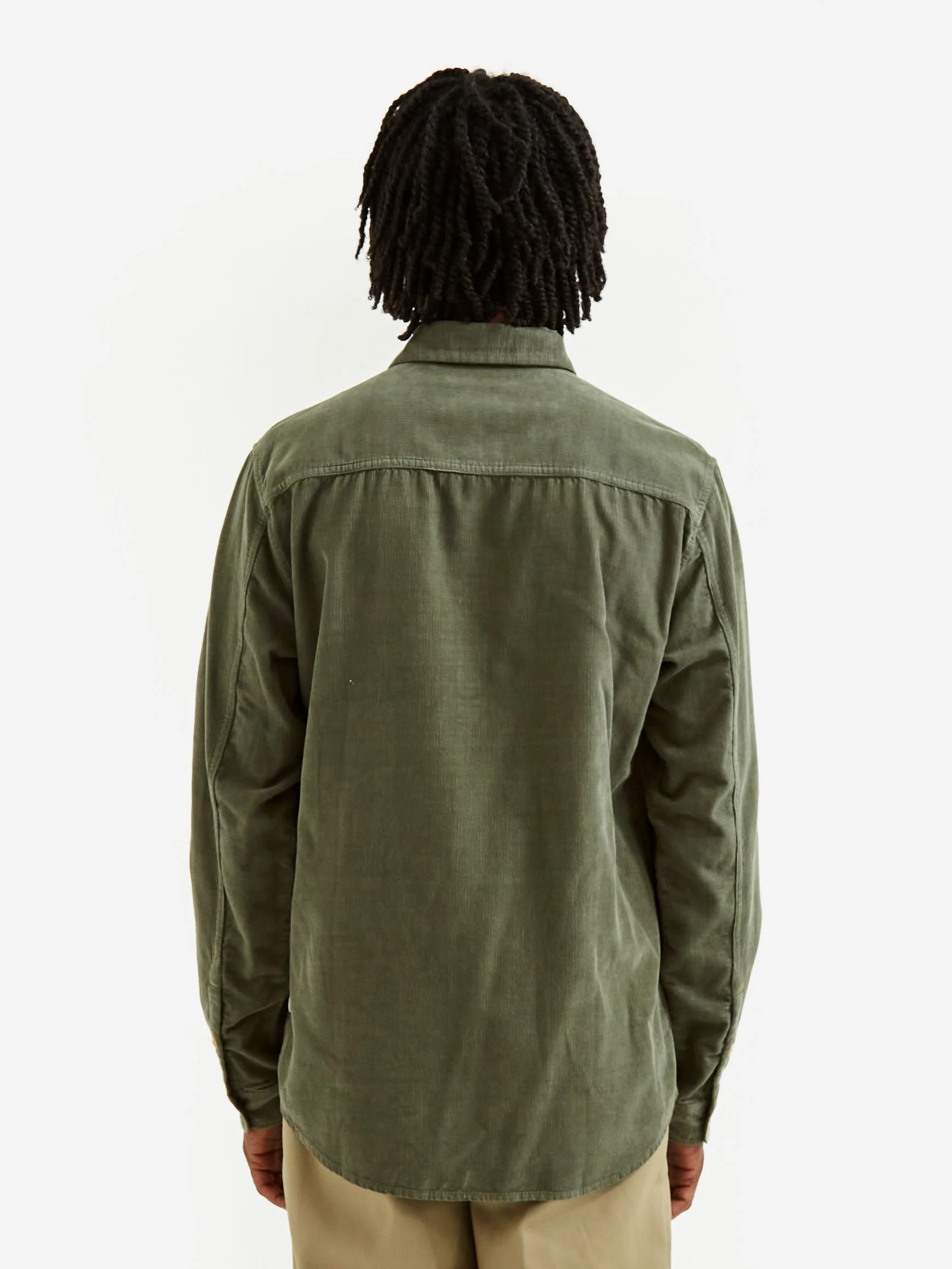 Folk Relaxed Babycord Shirt - Olive Baby Cord - Image 9