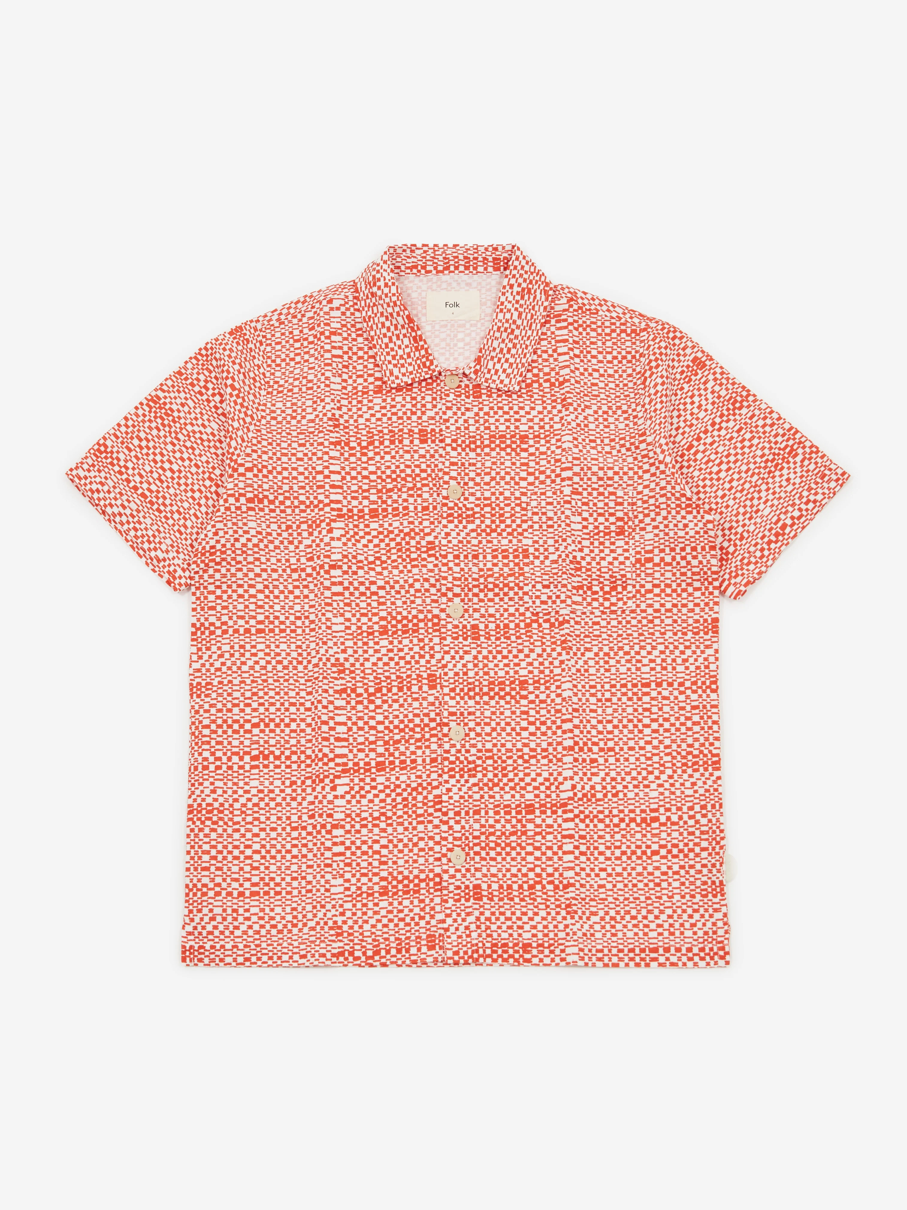 Folk Shortsleeve Seoul Shirt - Warp Print Red