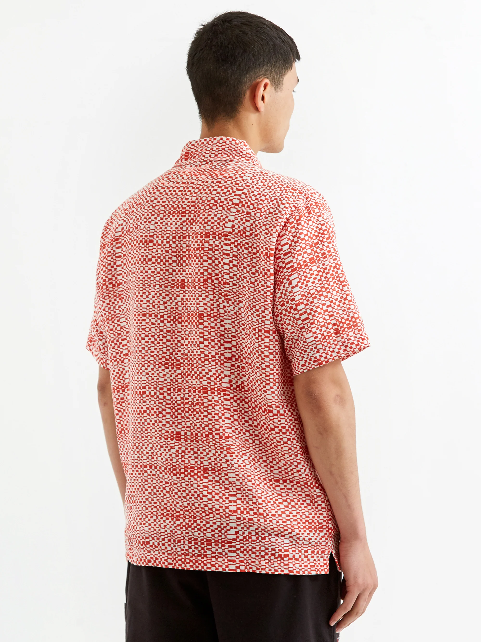 Folk Shortsleeve Seoul Shirt - Warp Print Red - Image 7