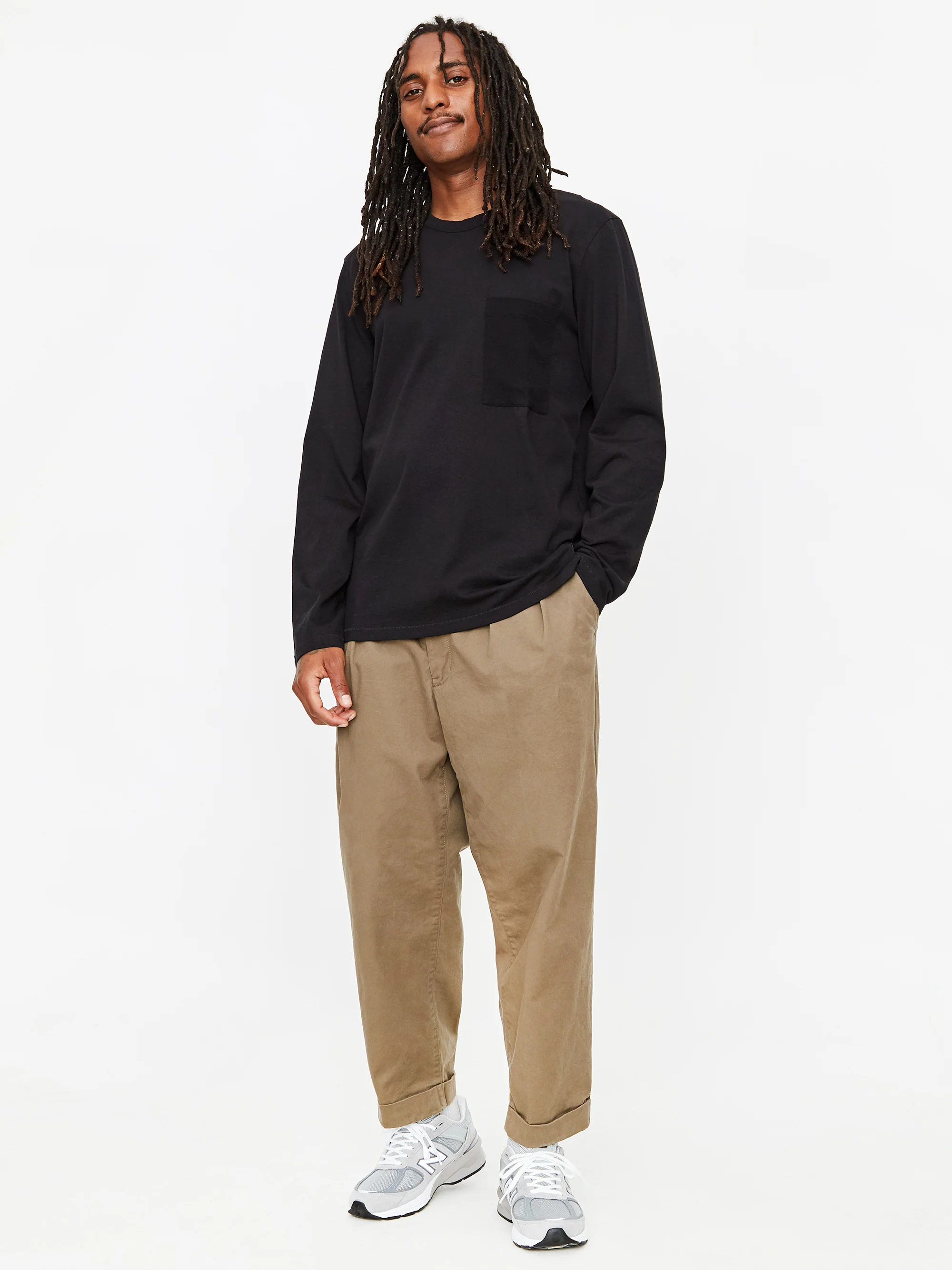 Folk Stack Longsleeve T-Shirt - Soft Black - Image 8
