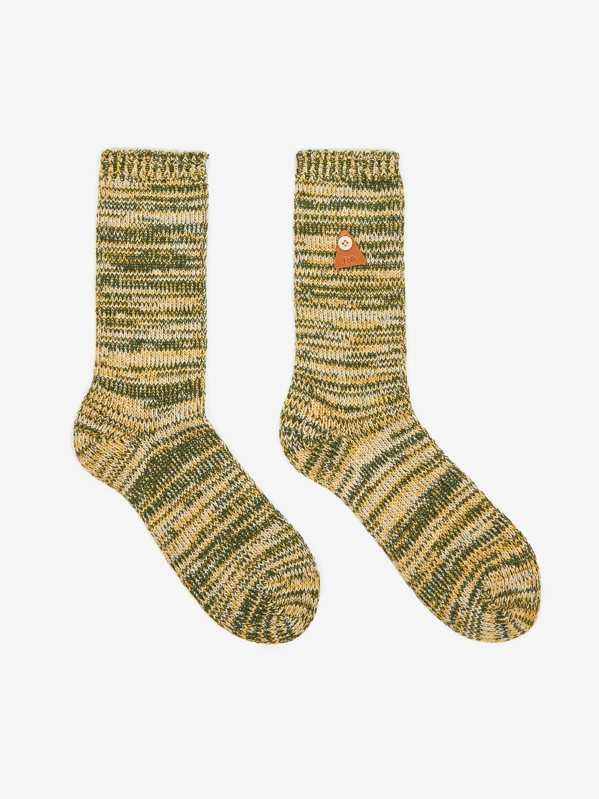 Folk Wool Melange Sock - Amber Frost Green Mix - Image 2