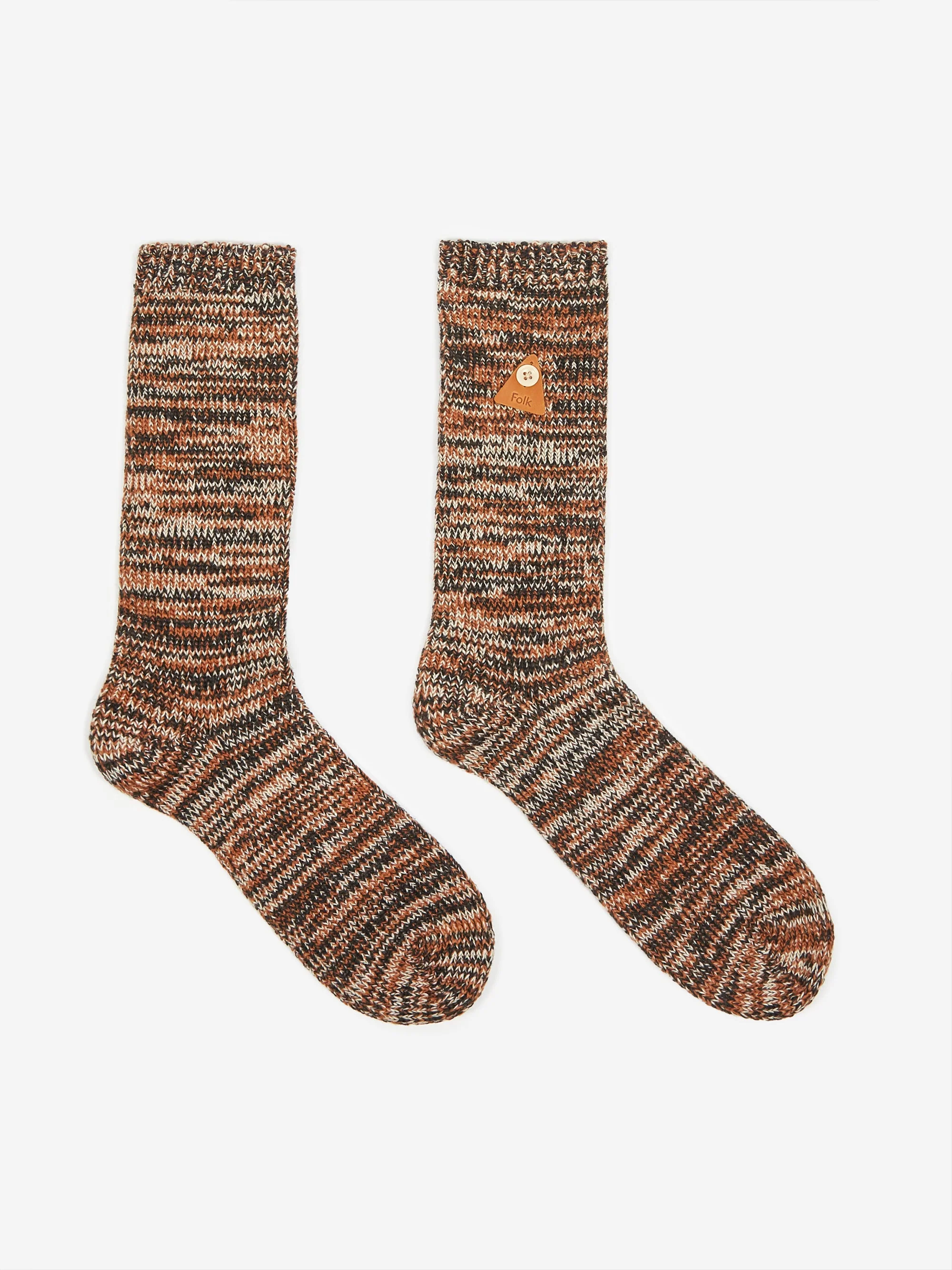 Folk Wool Melange Sock - Natural Rust Mix - Image 2