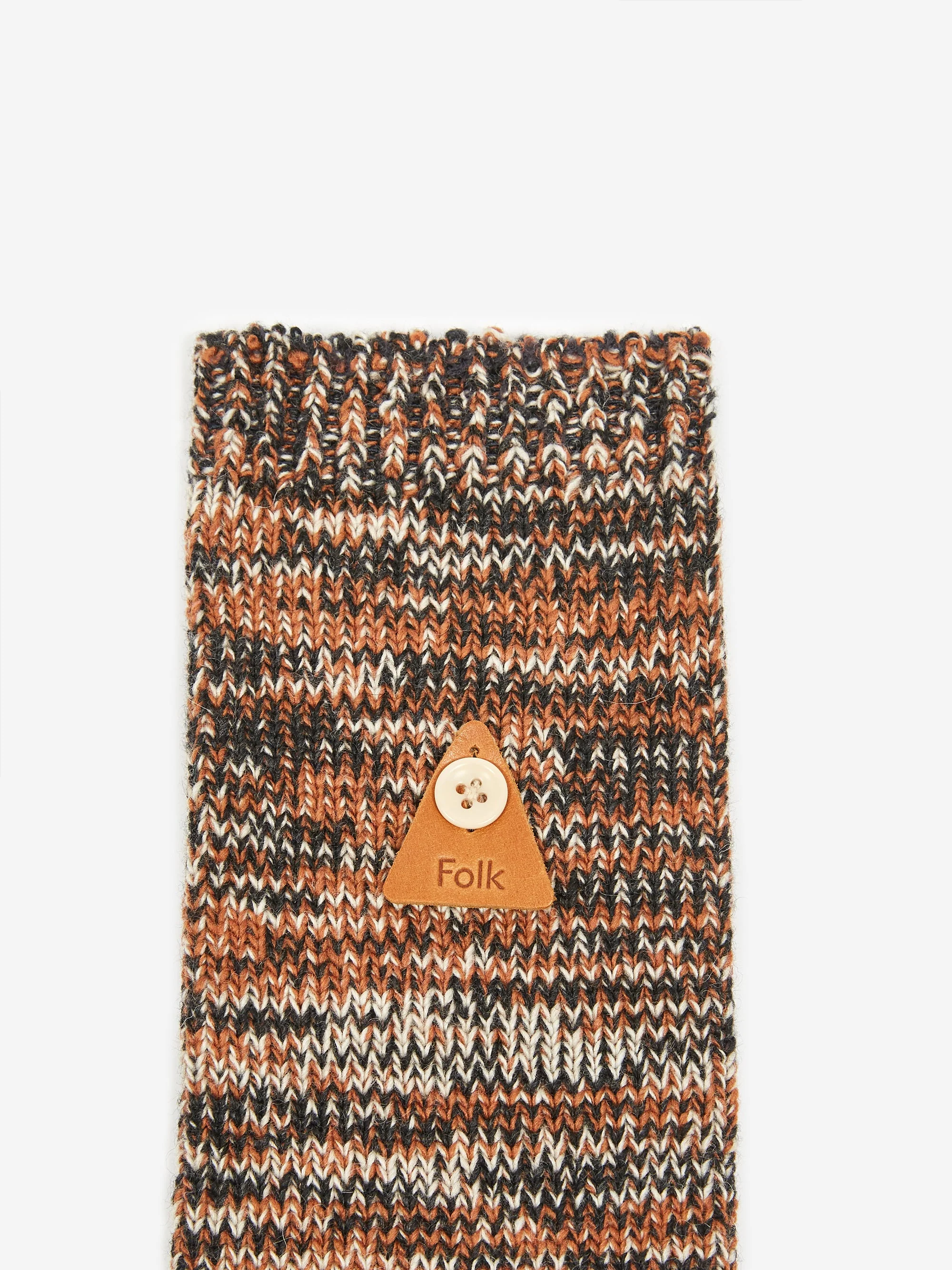 Folk Wool Melange Sock - Natural Rust Mix - Image 3