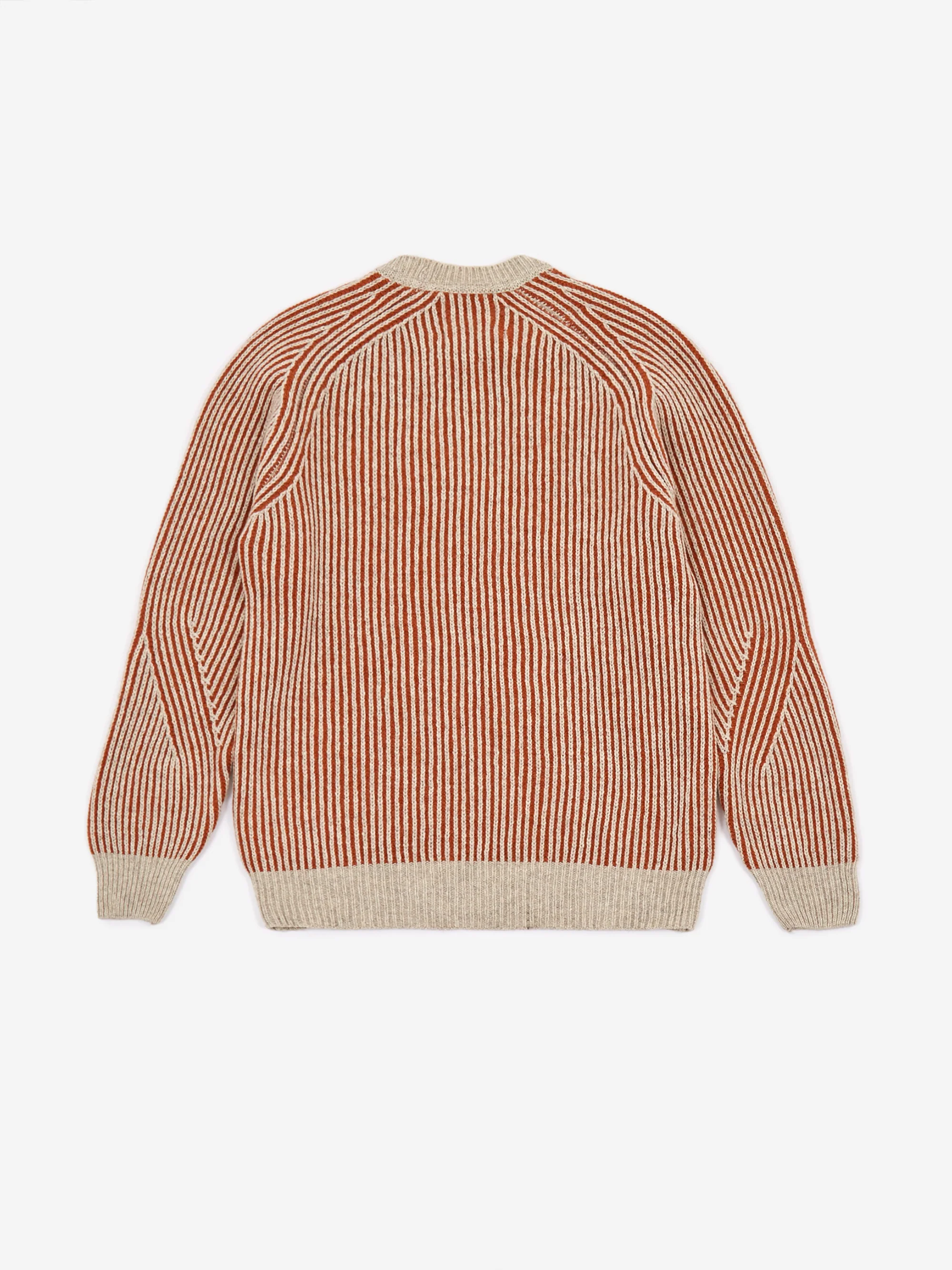 Folk x Hooke Park Patrice Rib Crewneck Jumper - Tan/Red - Image 4