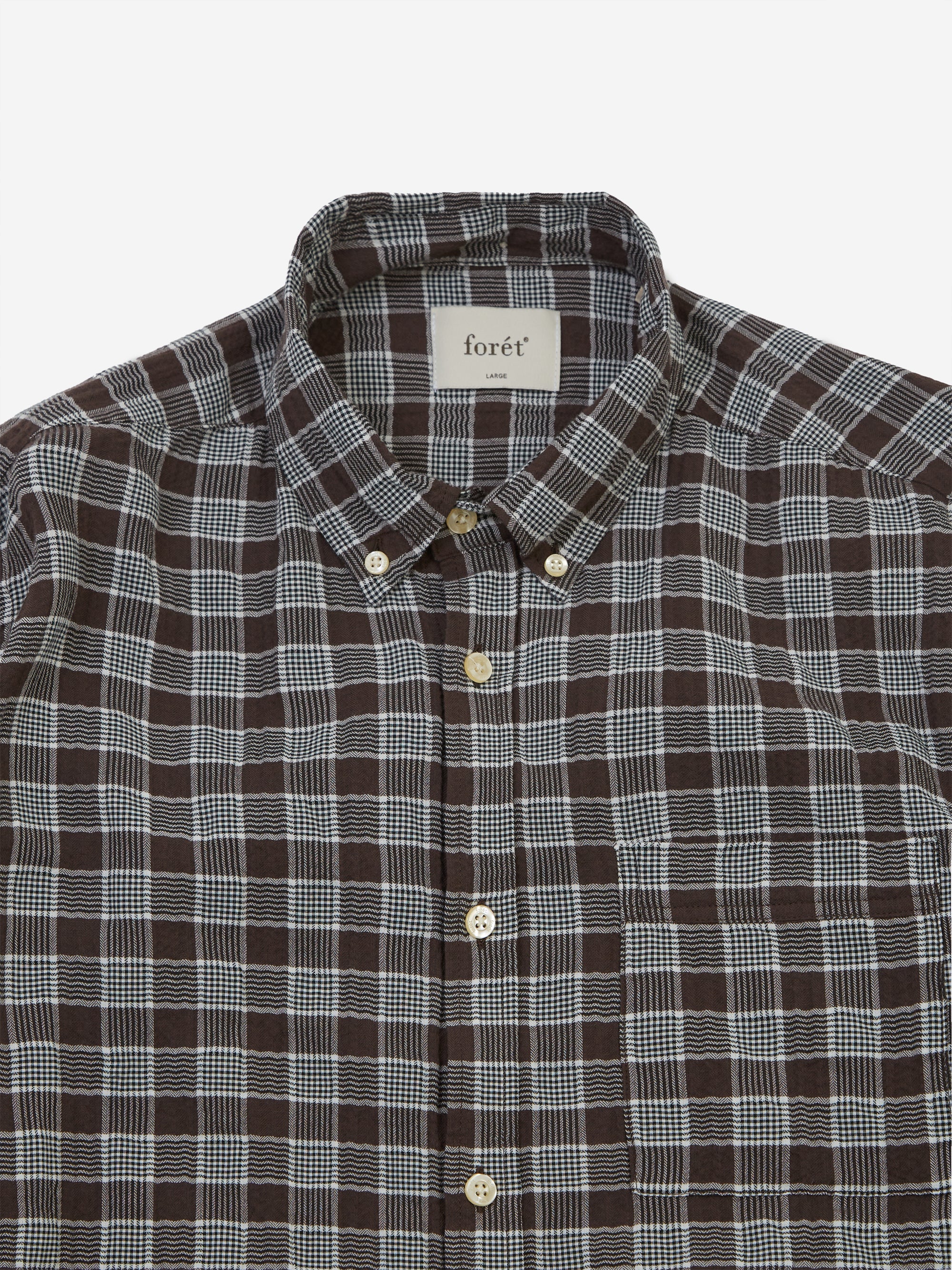 Foret Hornet Seersucker Shirt - Brown Check - Image 3