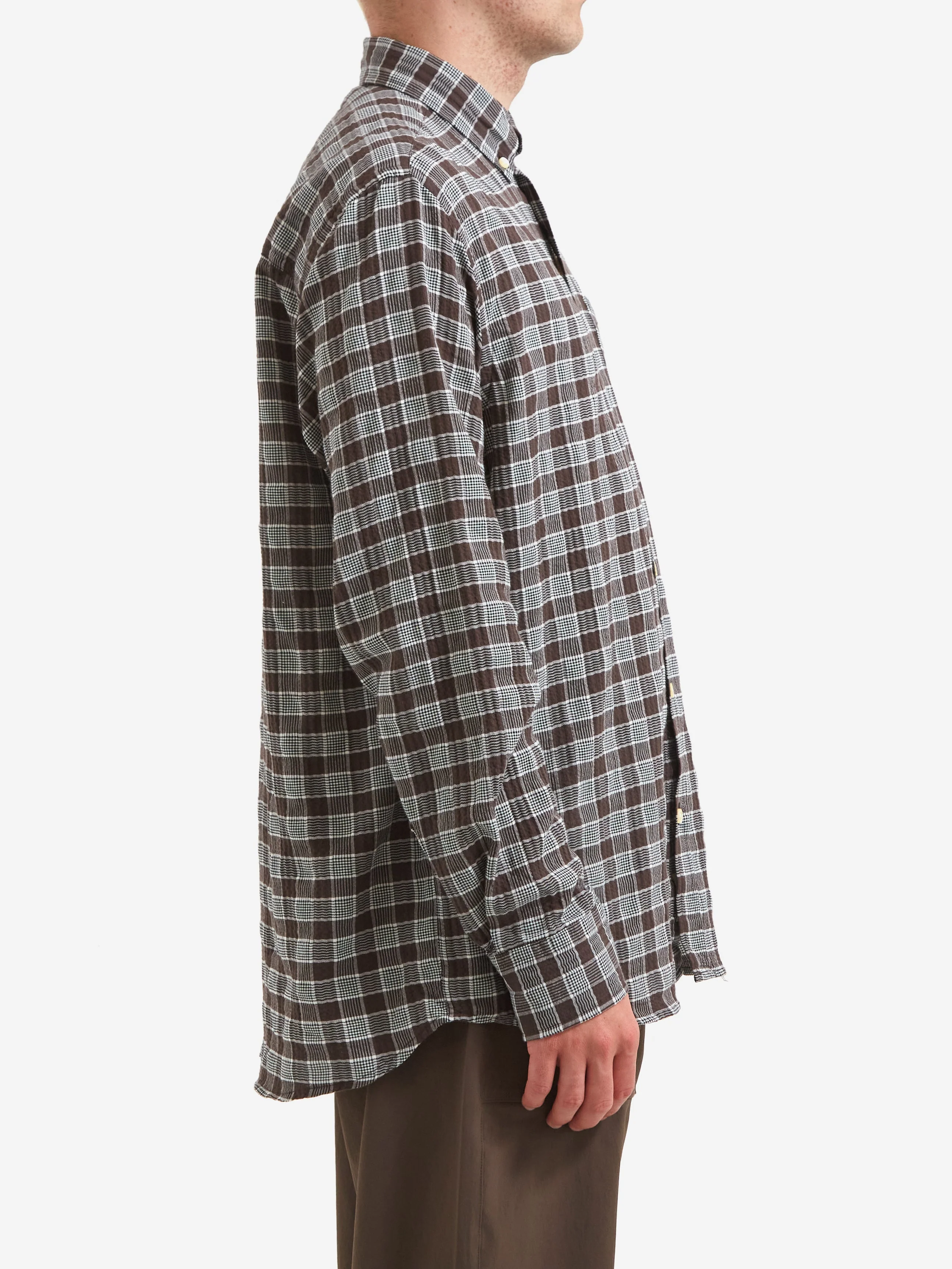 Foret Hornet Seersucker Shirt - Brown Check - Image 5