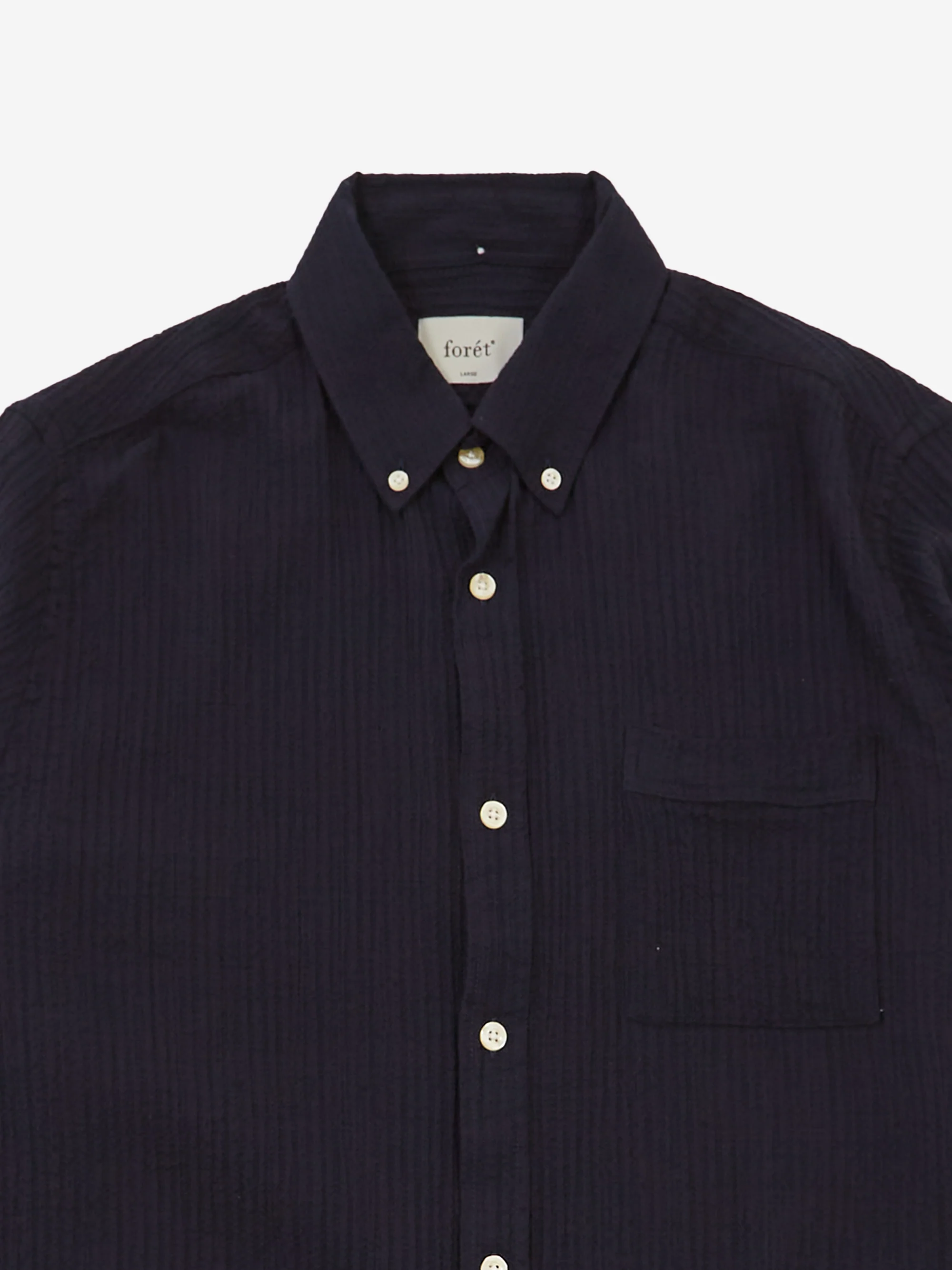 Foret Hornet Seersucker Shirt - Navy - Image 2