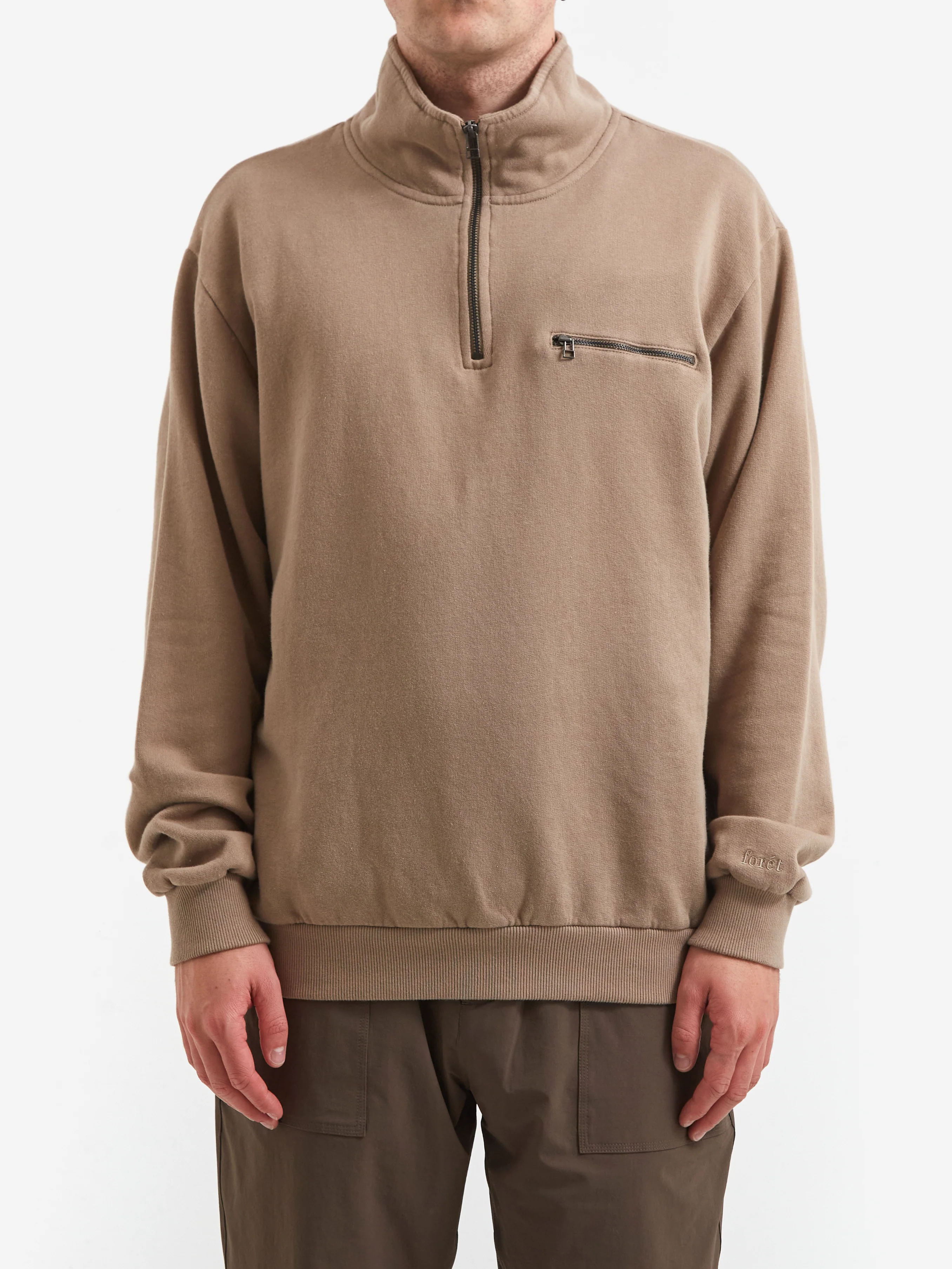 Foret Log Half Zip Sweatshirt - Taupe - Image 2