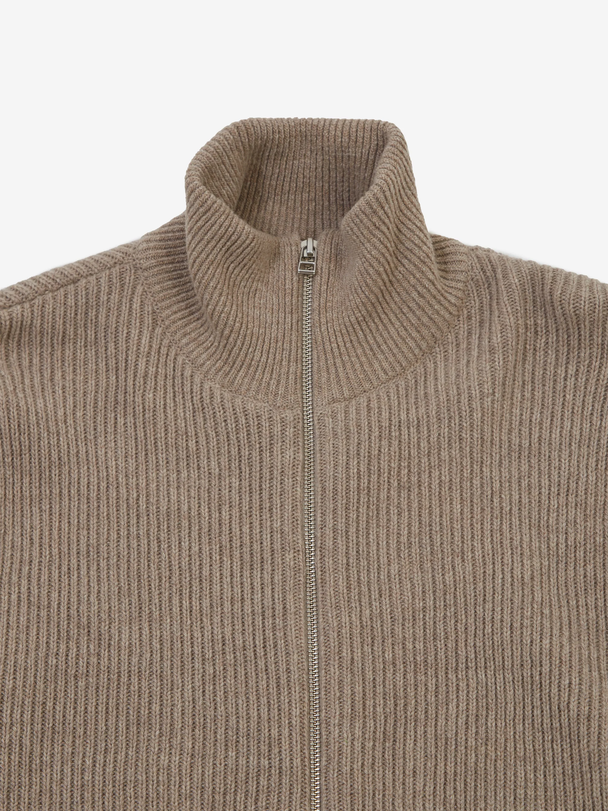 Foret Marsh Rib Zip High Neck - Khaki - Image 3