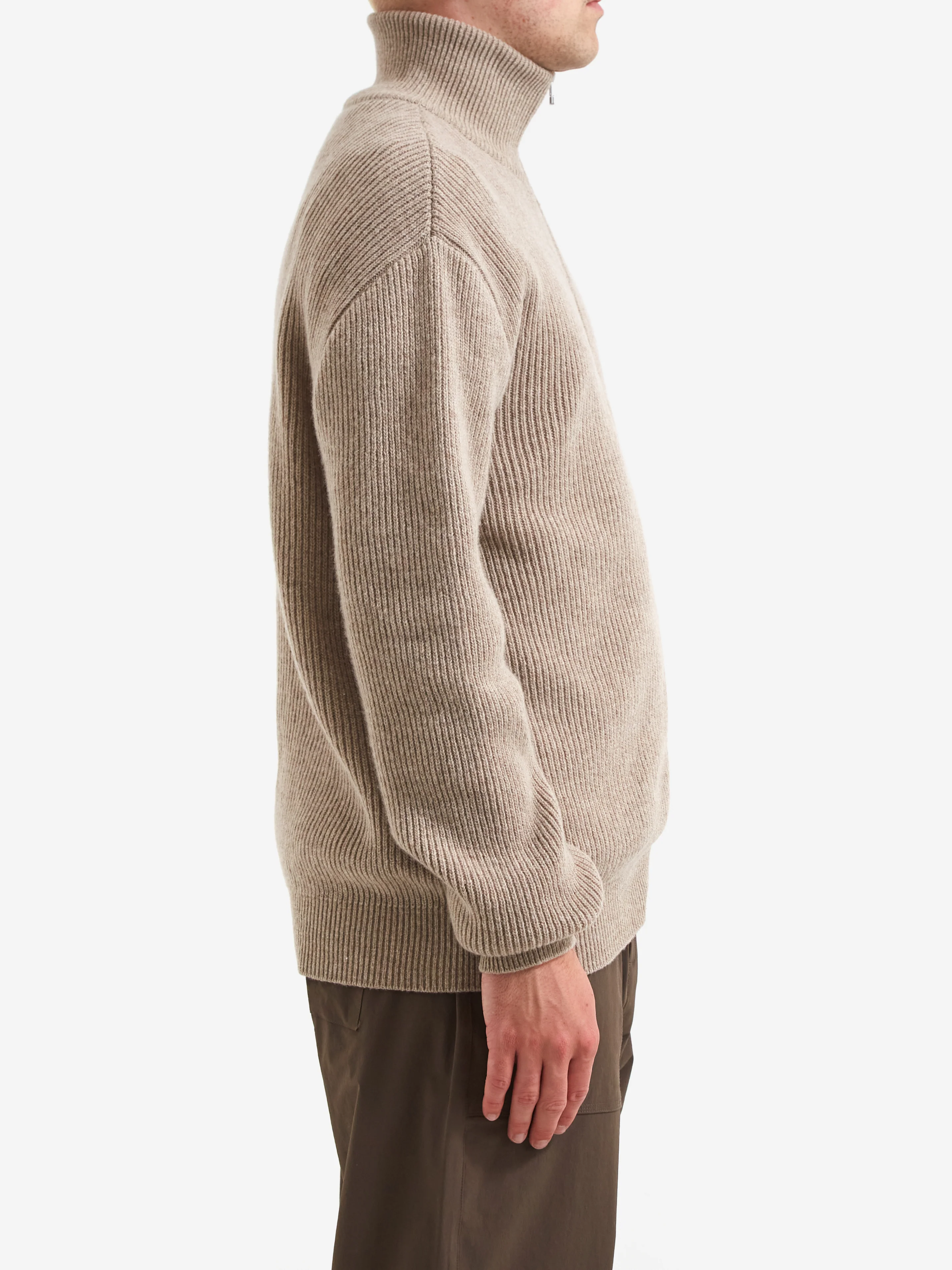Foret Marsh Rib Zip High Neck - Khaki - Image 5