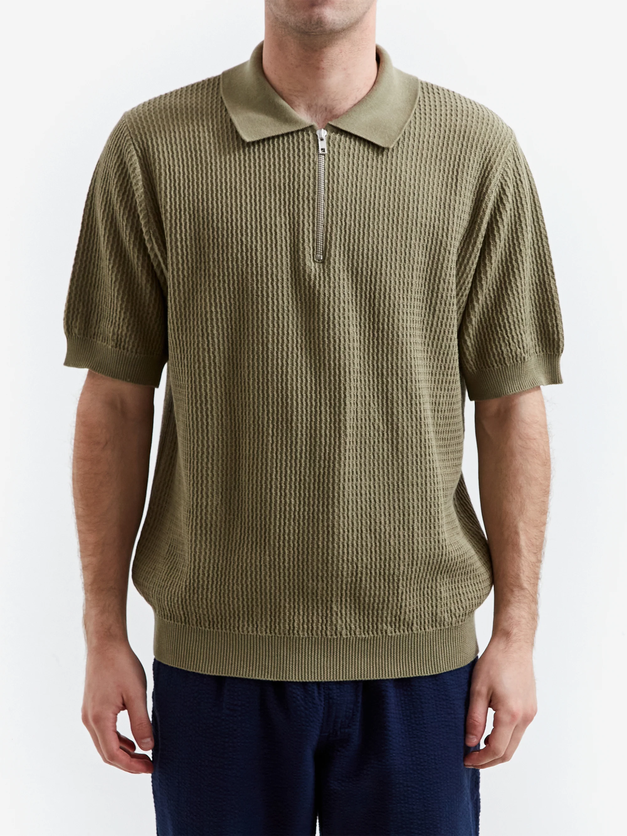 Foret Moment Half Zip Knit - Dusty Olive - Image 2
