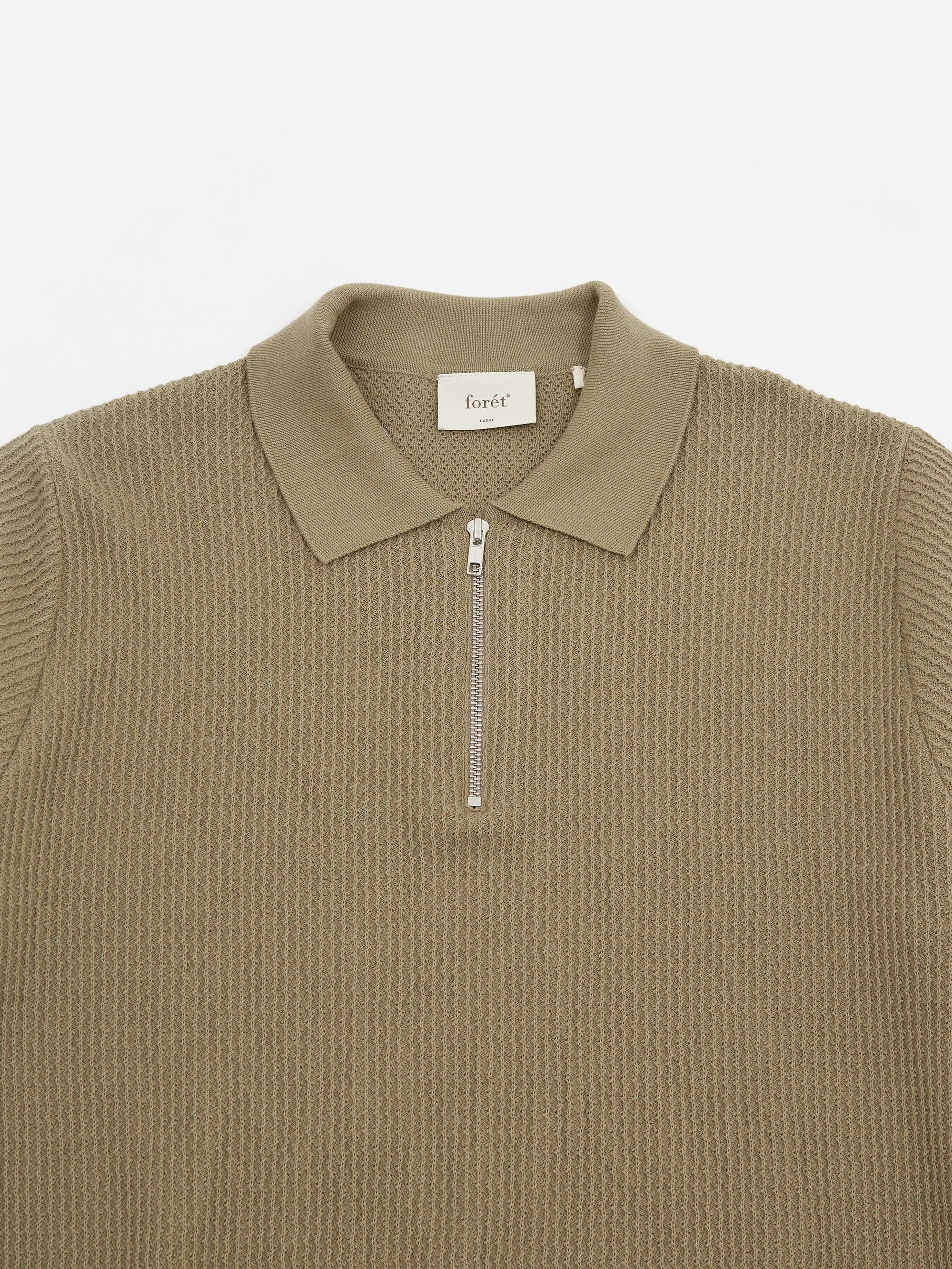 Foret Moment Half Zip Knit - Dusty Olive - Image 4