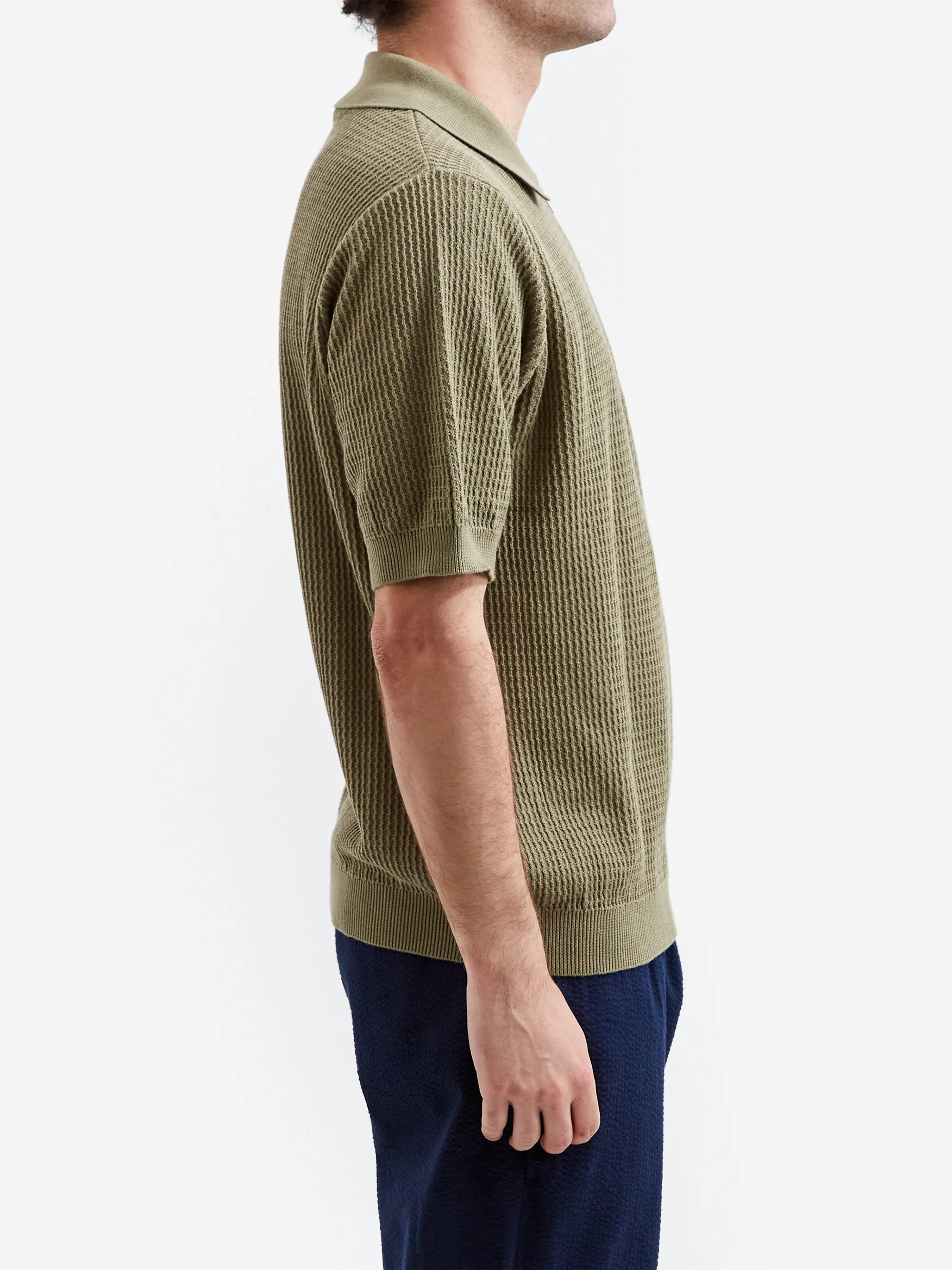 Foret Moment Half Zip Knit - Dusty Olive - Image 5