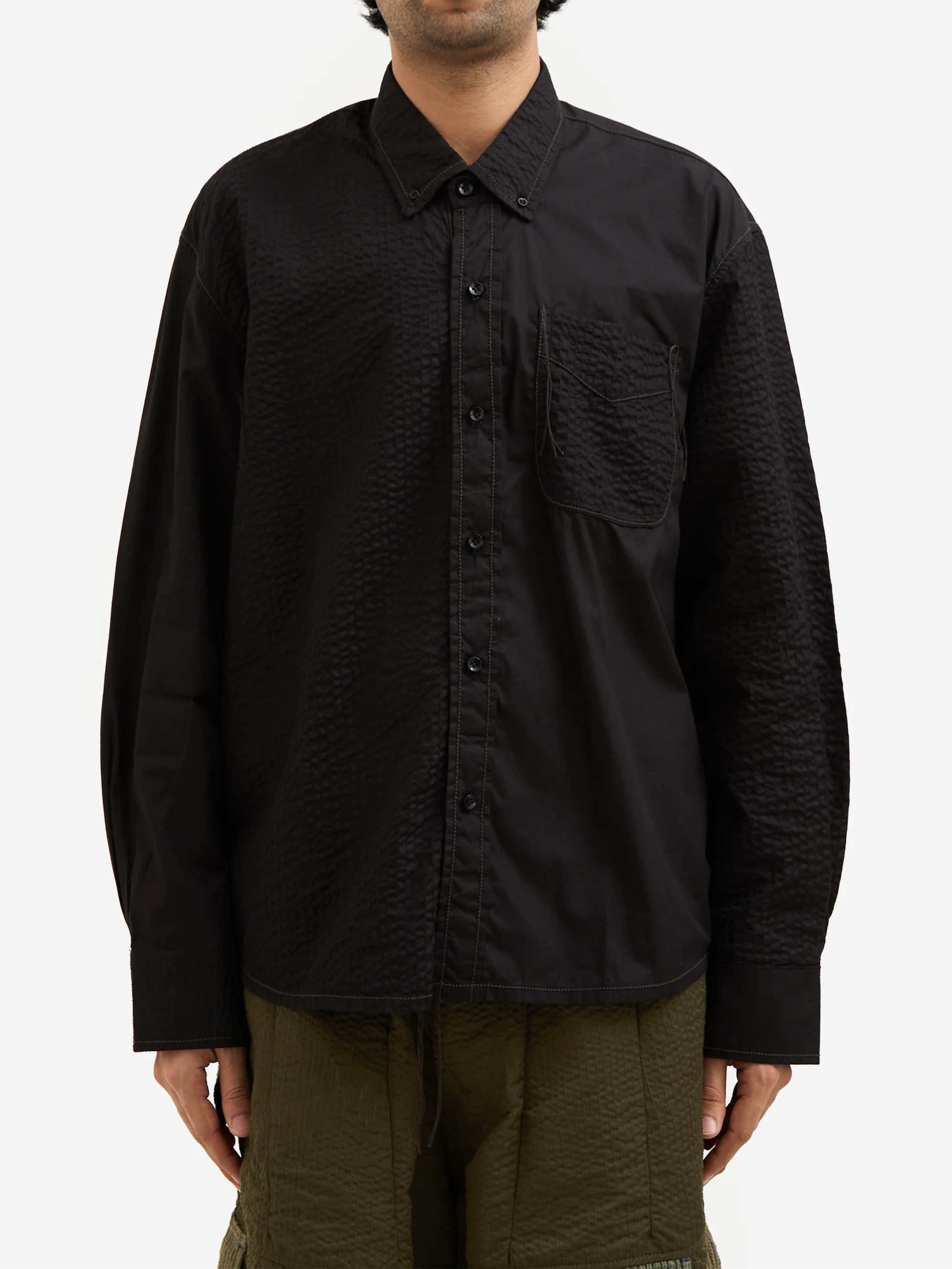 Fortune W.W.D Stitched Multi-Panel Longsleeve Shirt - Black - Image 2