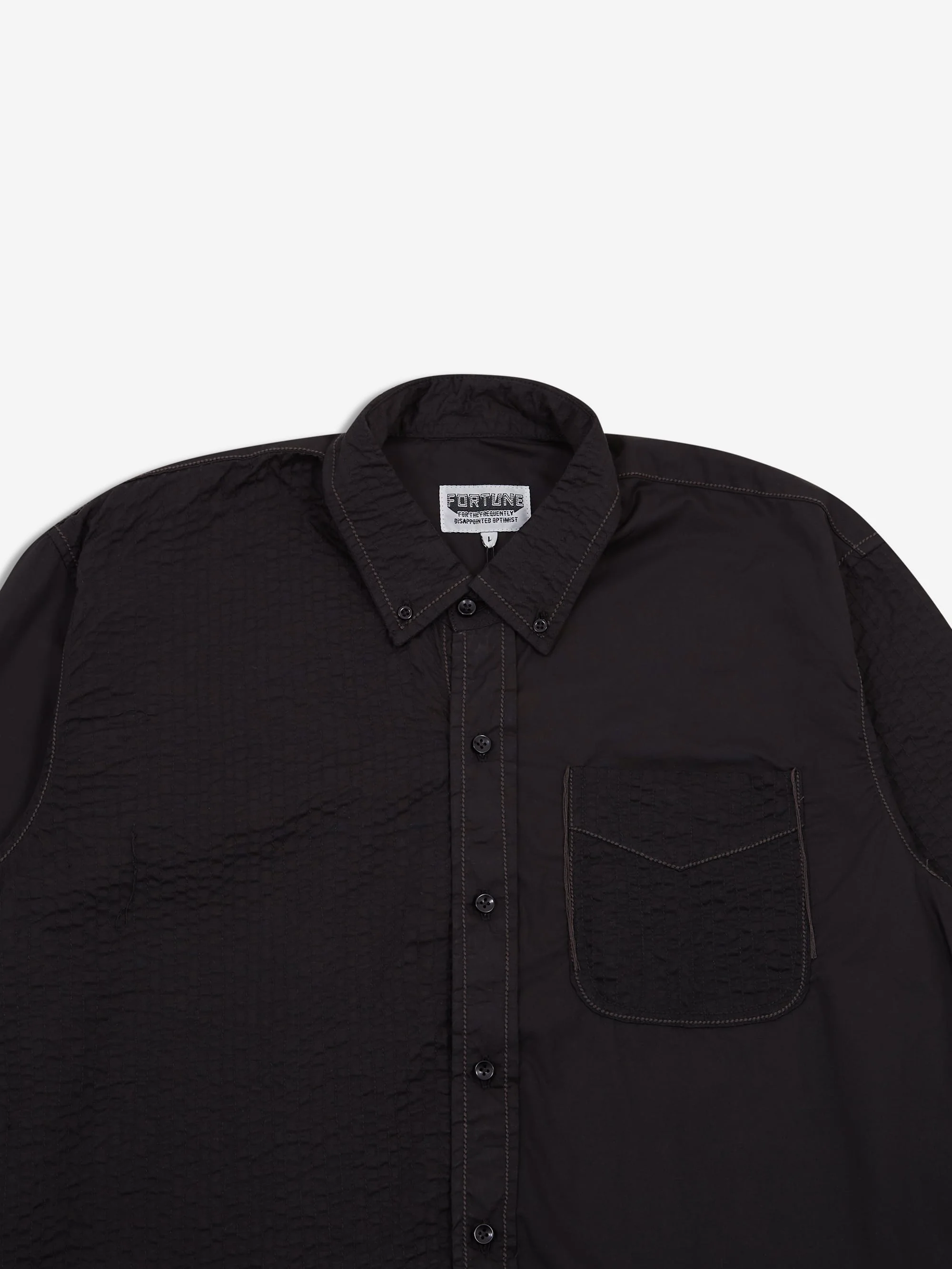 Fortune W.W.D Stitched Multi-Panel Longsleeve Shirt - Black - Image 3