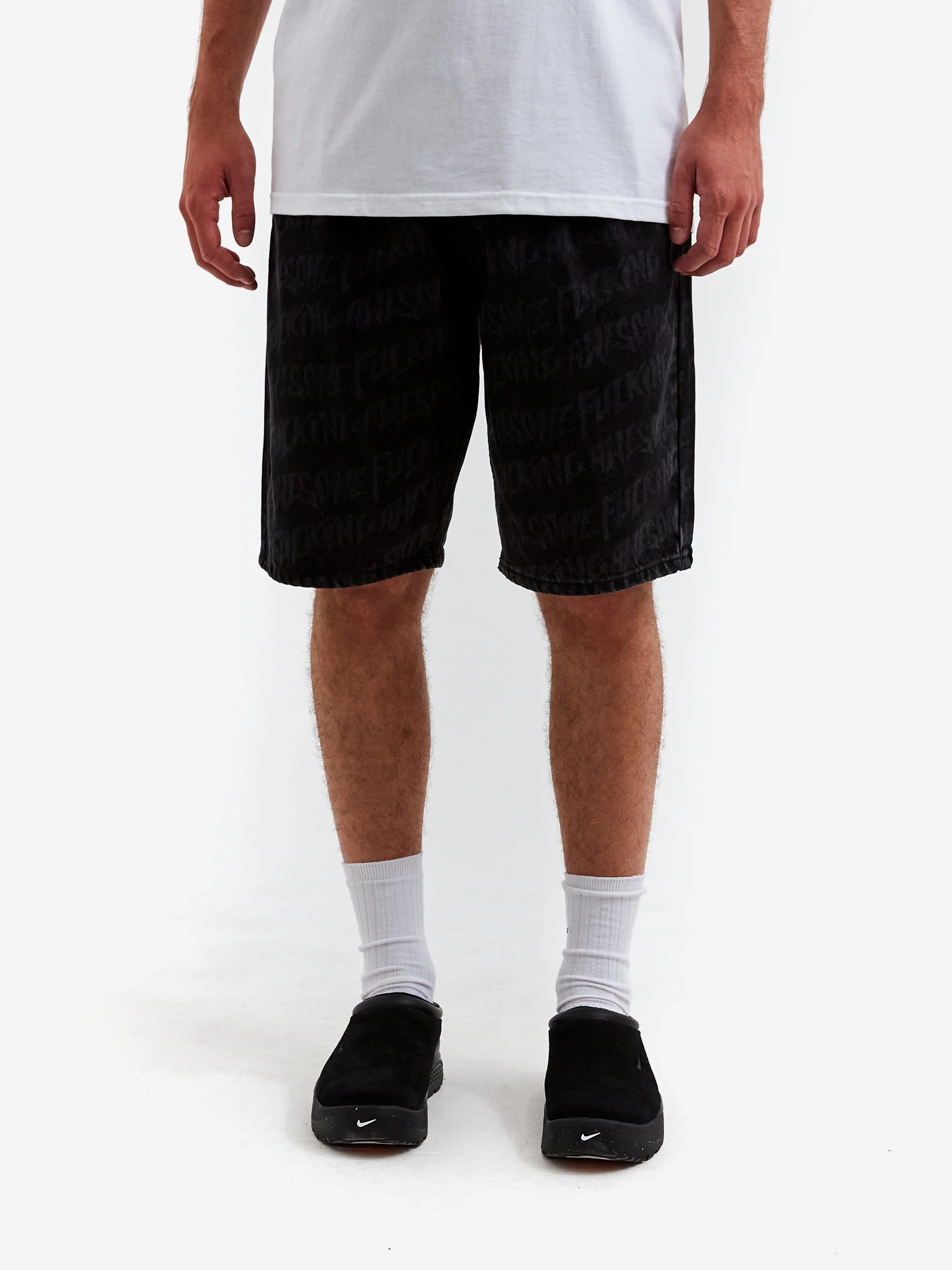 Fucking Awesome Baggy Pleated Denim Laser Short - Black - Image 2