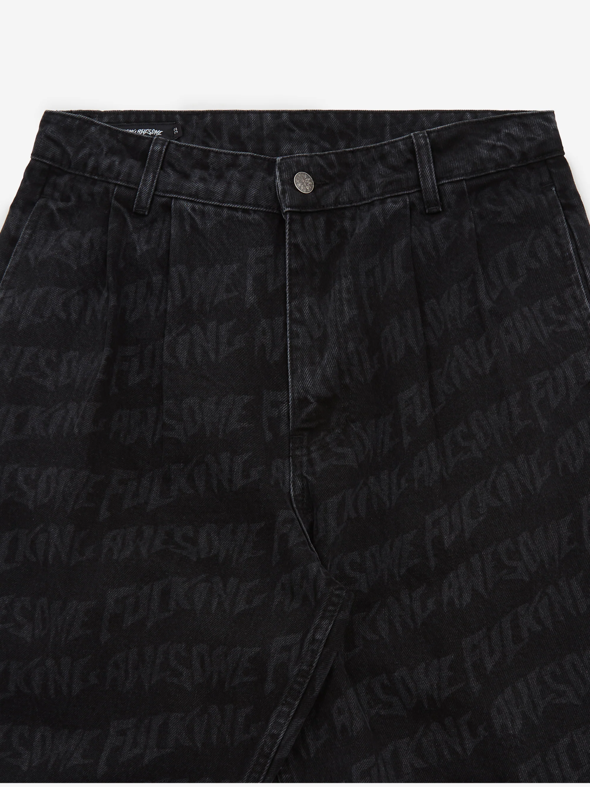 Fucking Awesome Baggy Pleated Denim Laser Short - Black - Image 3