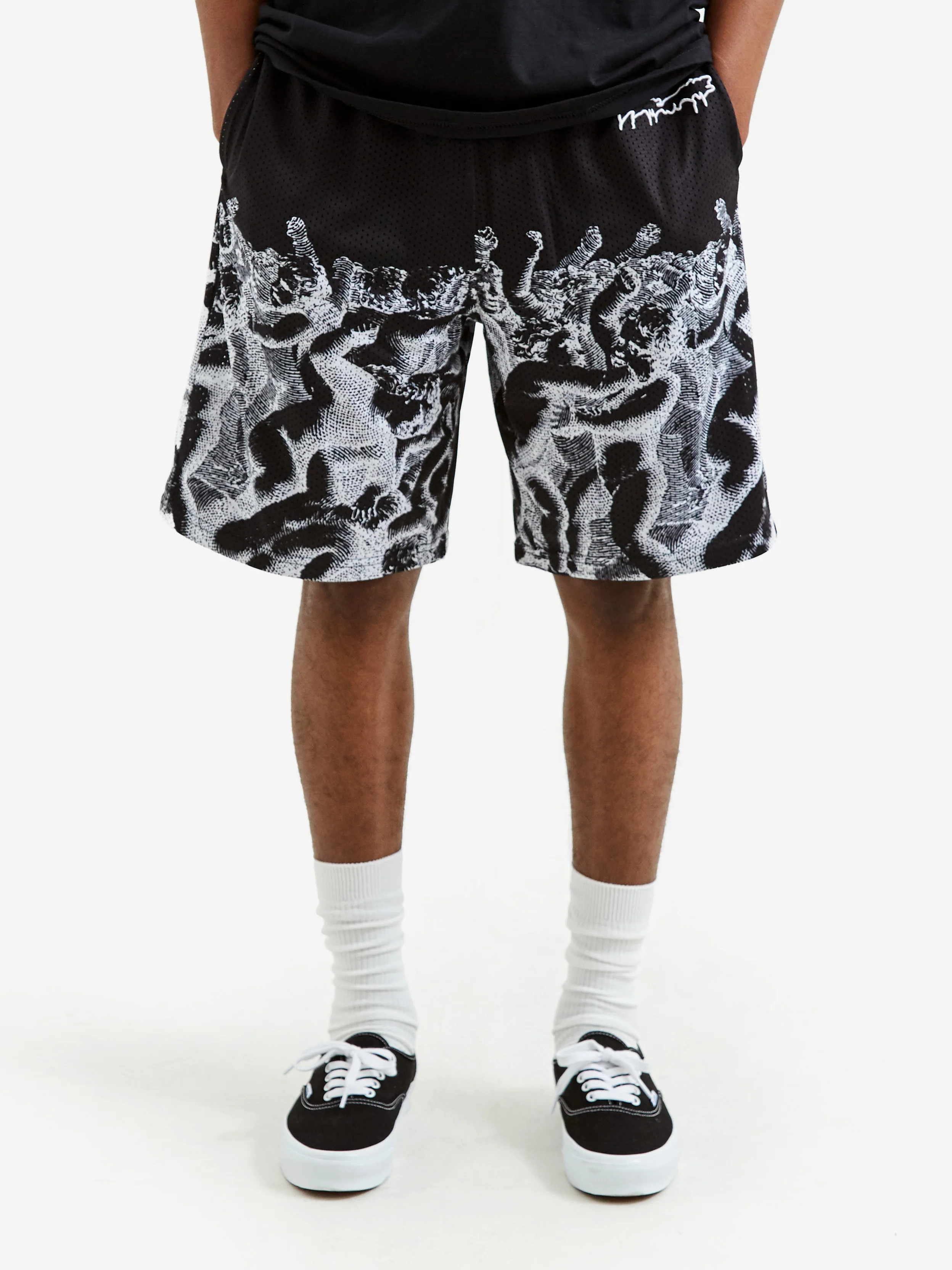 Fucking Awesome Cherub Fight Mesh Short - Black/White - Image 5