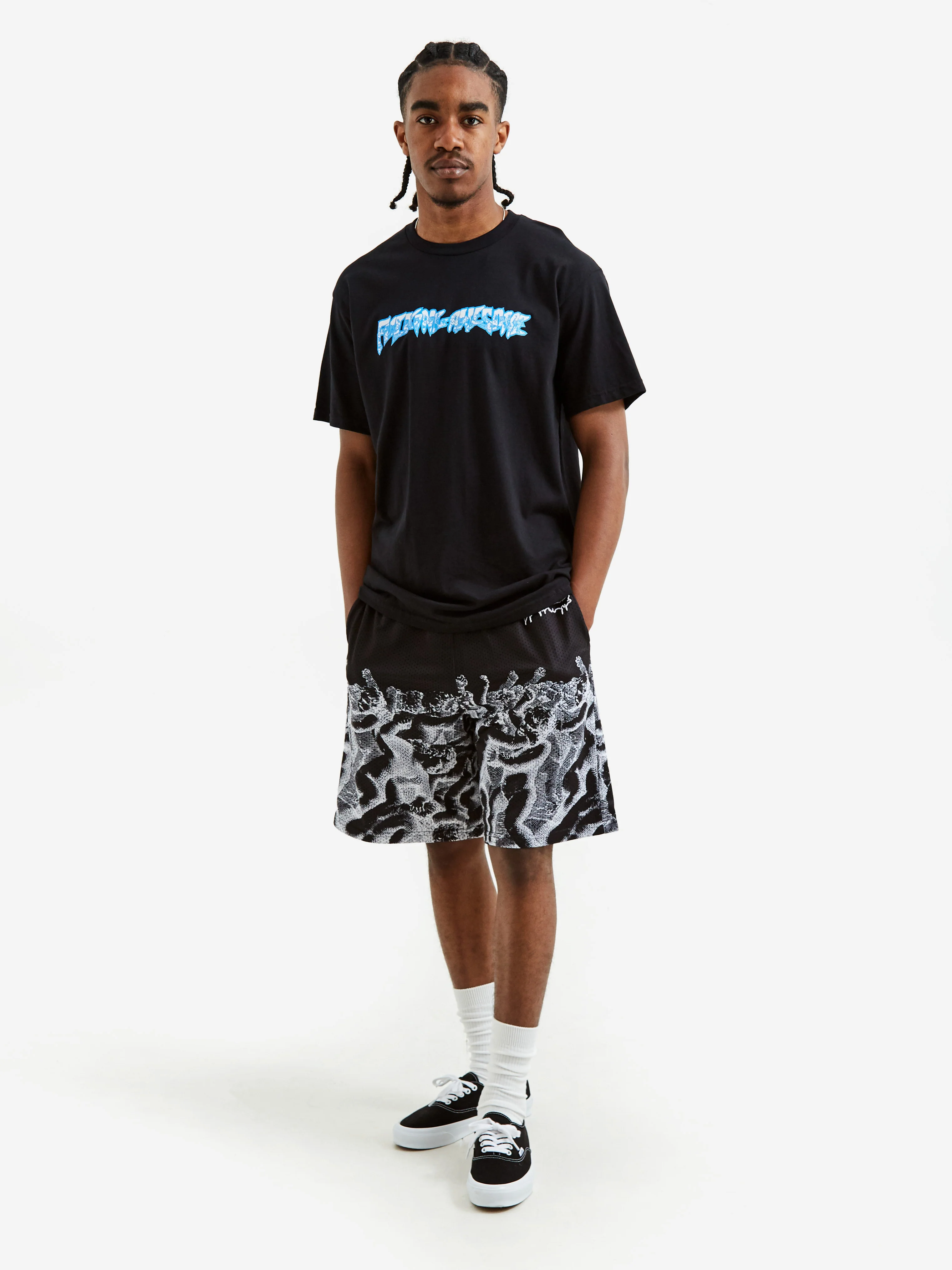 Fucking Awesome Cherub Fight Mesh Short - Black/White - Image 6