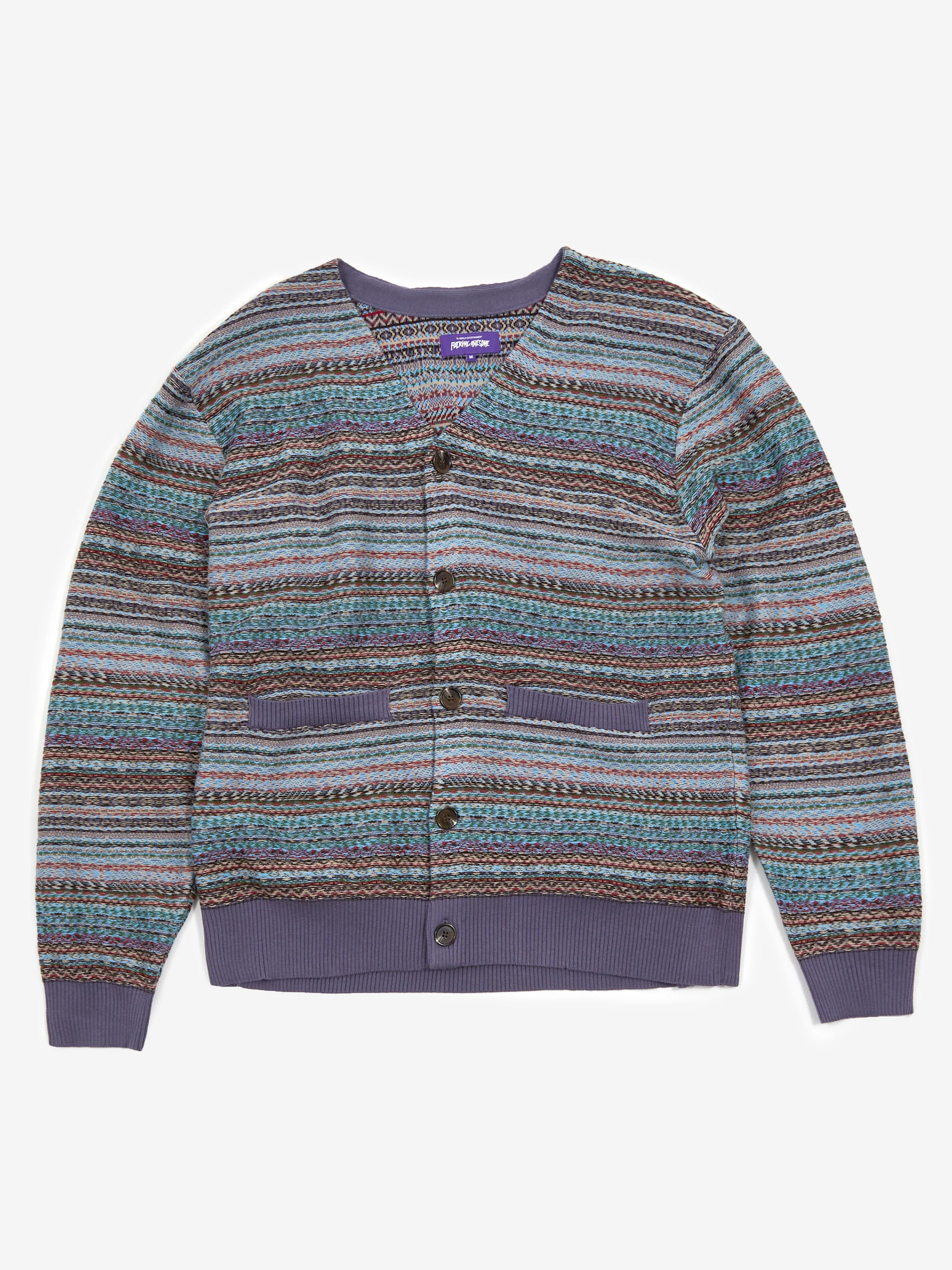 Fucking Awesome Dill Painting Intarsia Cardigan - Purple
