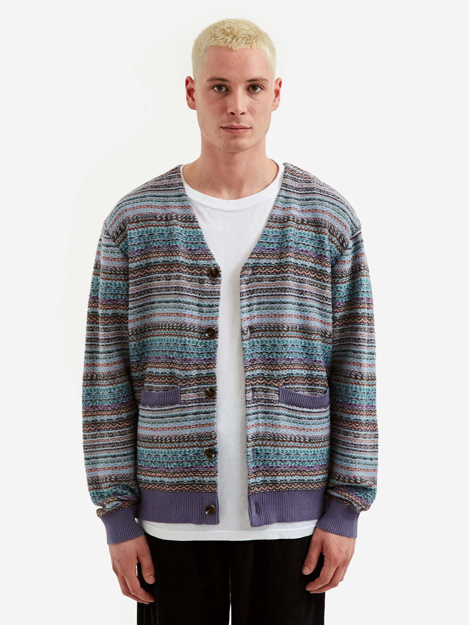 Fucking Awesome Dill Painting Intarsia Cardigan - Purple - Image 2