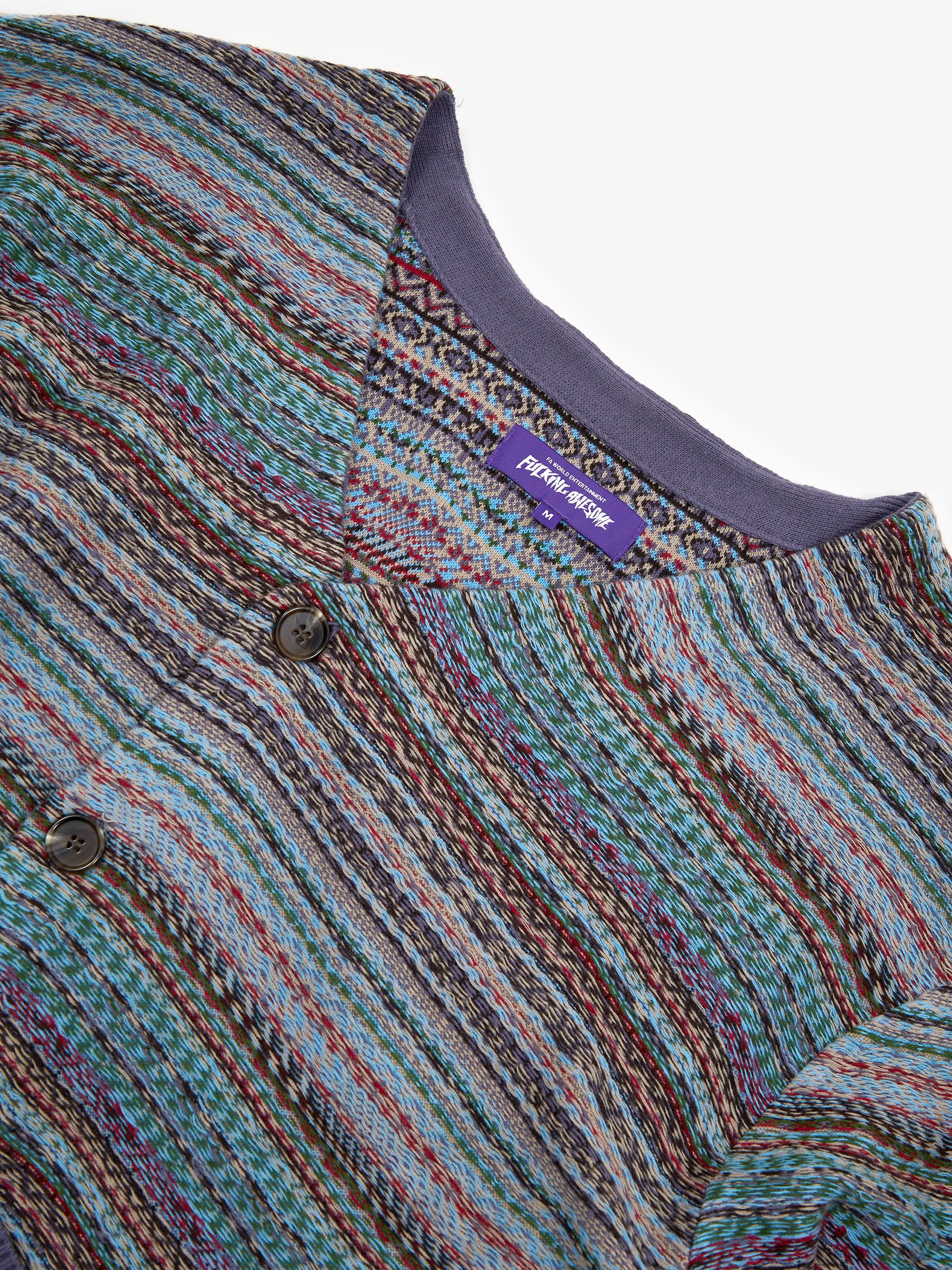 Fucking Awesome Dill Painting Intarsia Cardigan - Purple - Image 3